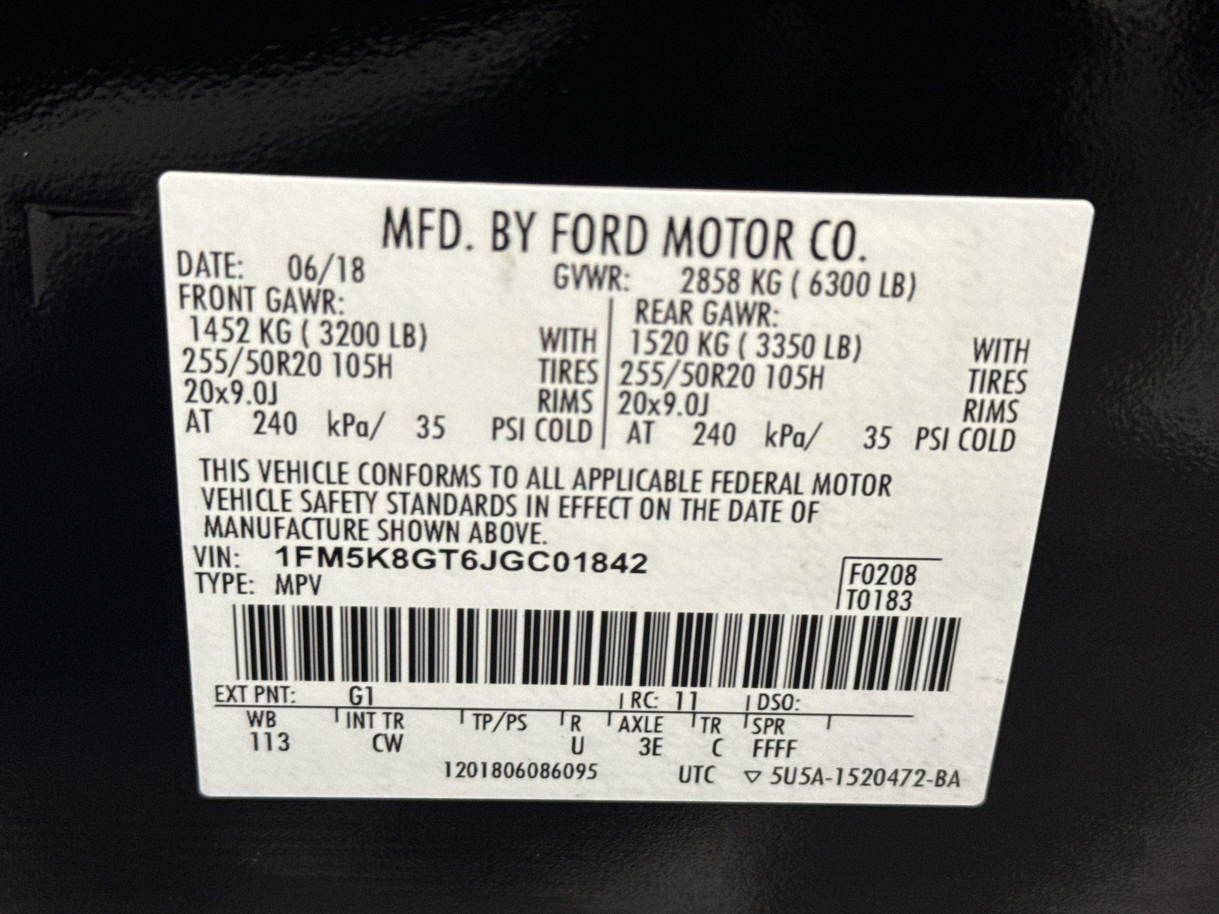 2018 Ford Explorer Sport W/Equipment Group 401A