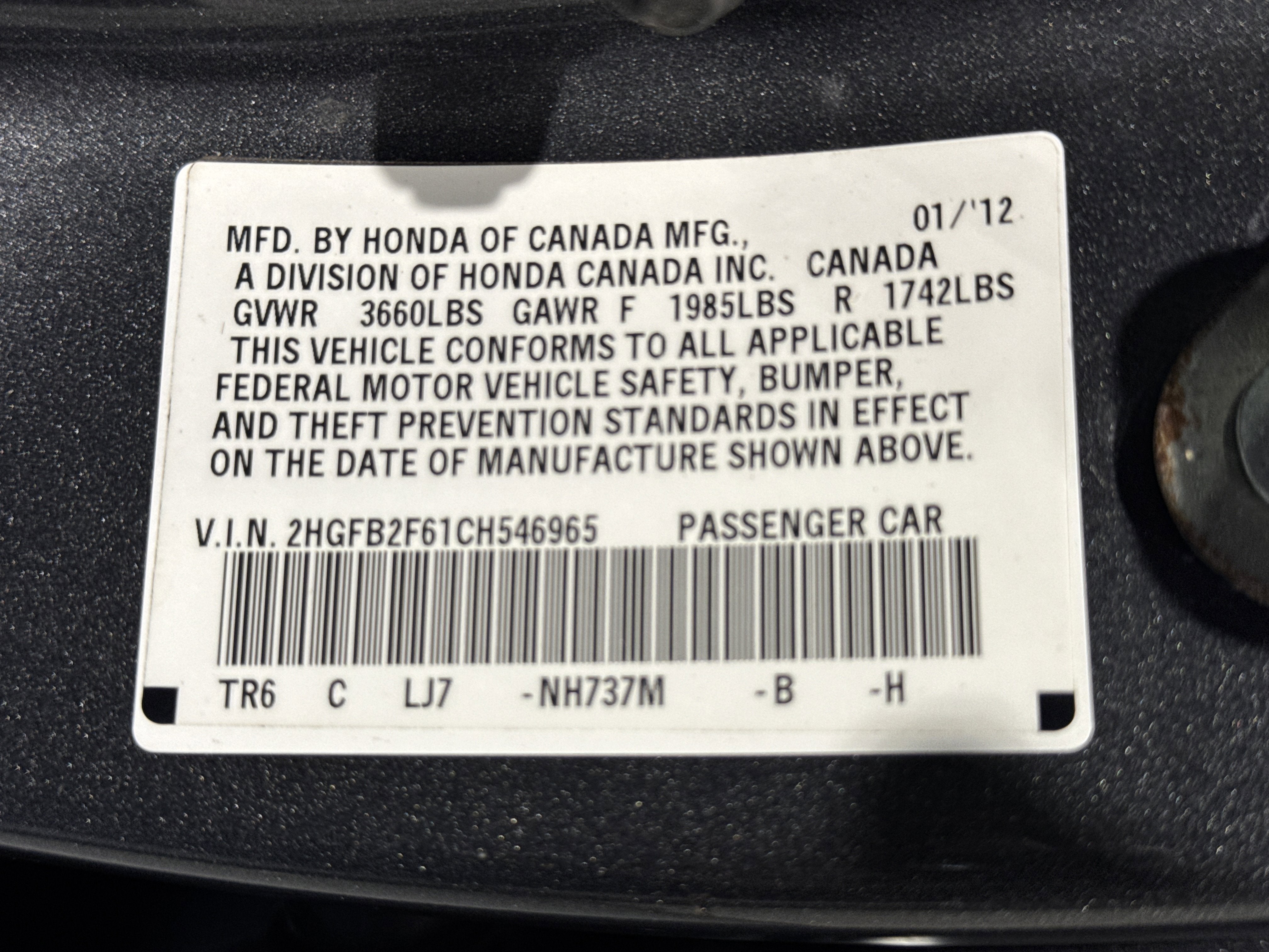 2012 Honda Civic Sdn HF