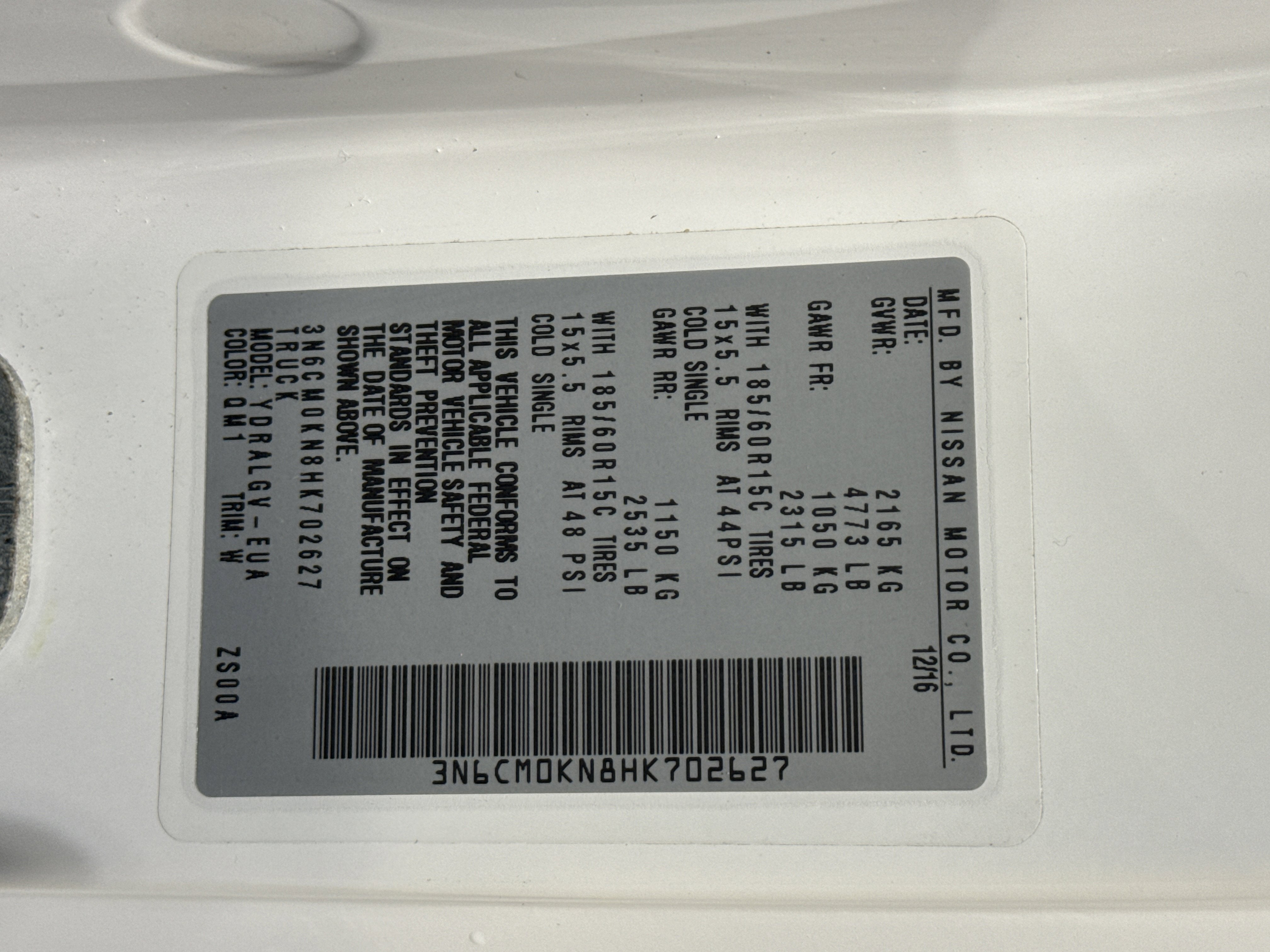 2017 Nissan NV200 Compact Cargo SV