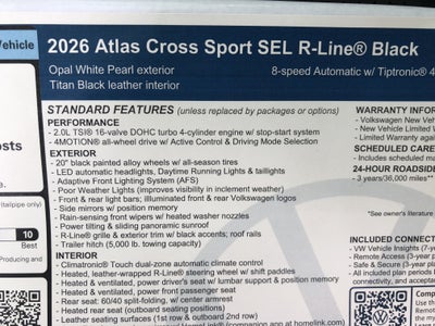 2026 Volkswagen Atlas Cross Sport 2.0T SEL R-Line Black