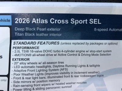 2026 Volkswagen Atlas Cross Sport 2.0T SEL