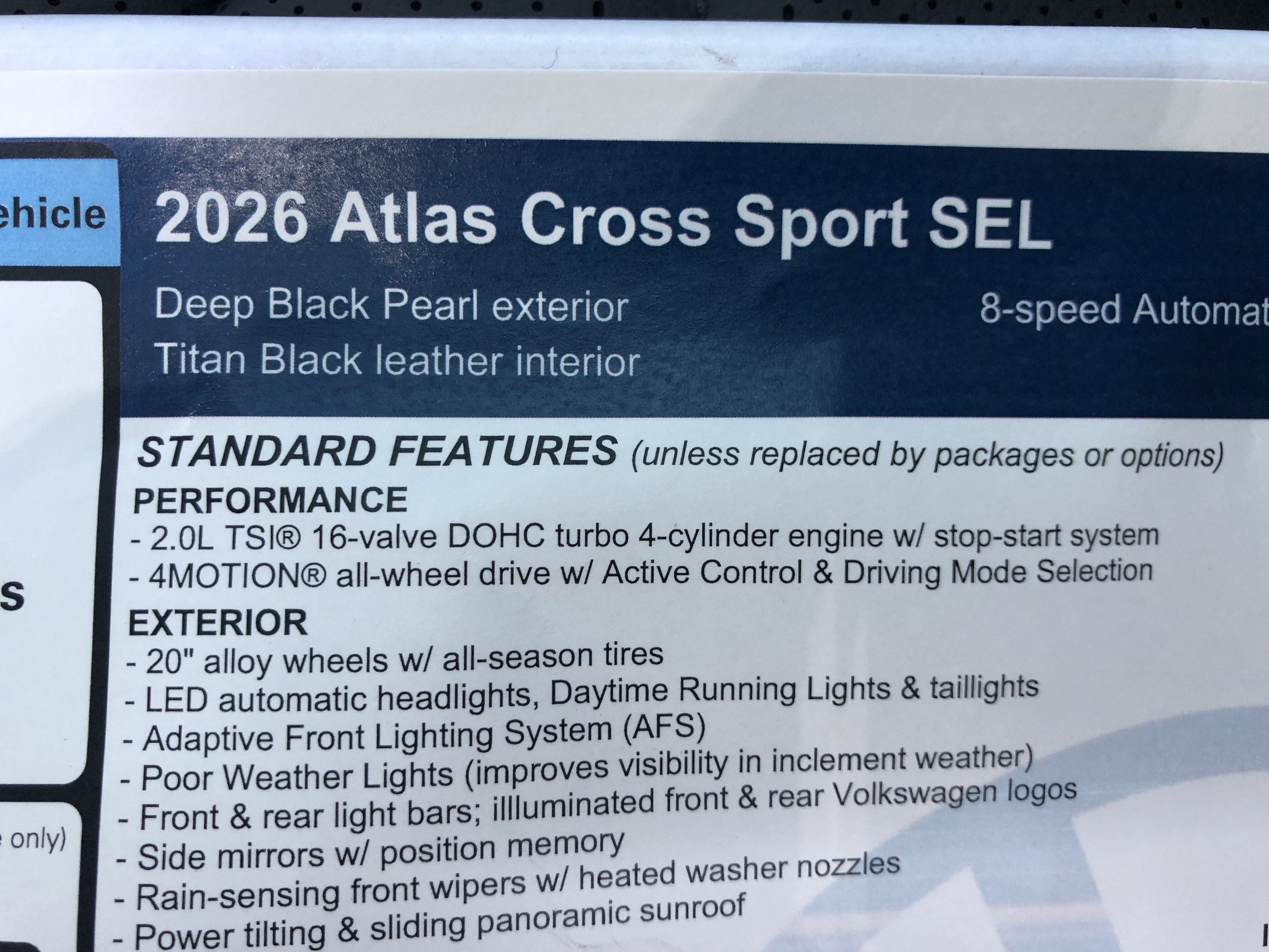 2026 Volkswagen Atlas Cross Sport 2.0T SEL