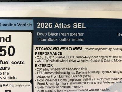 2026 Volkswagen Atlas 2.0T SEL