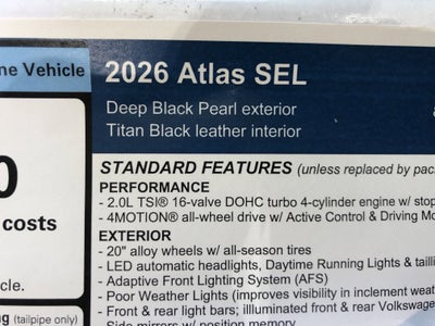 2026 Volkswagen Atlas 2.0T SEL