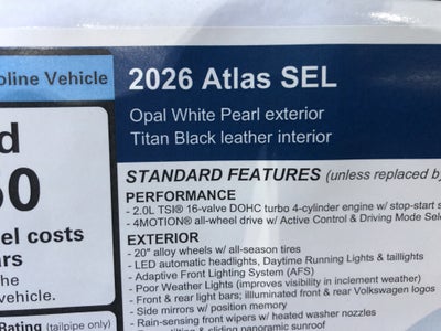 2026 Volkswagen Atlas 2.0T SEL