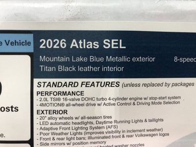 2026 Volkswagen Atlas 2.0T SEL