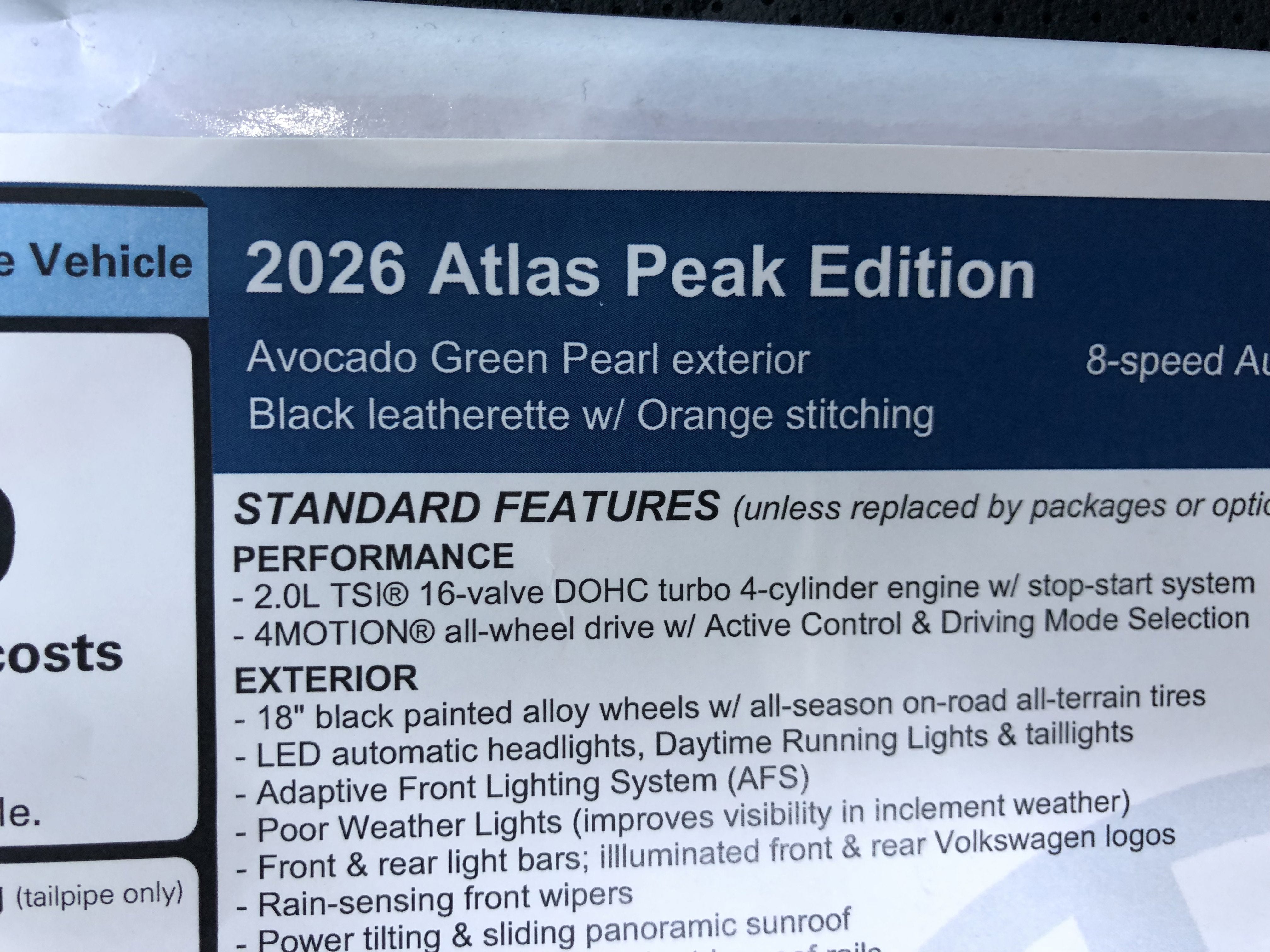 2026 Volkswagen Atlas 2.0T Peak Edition