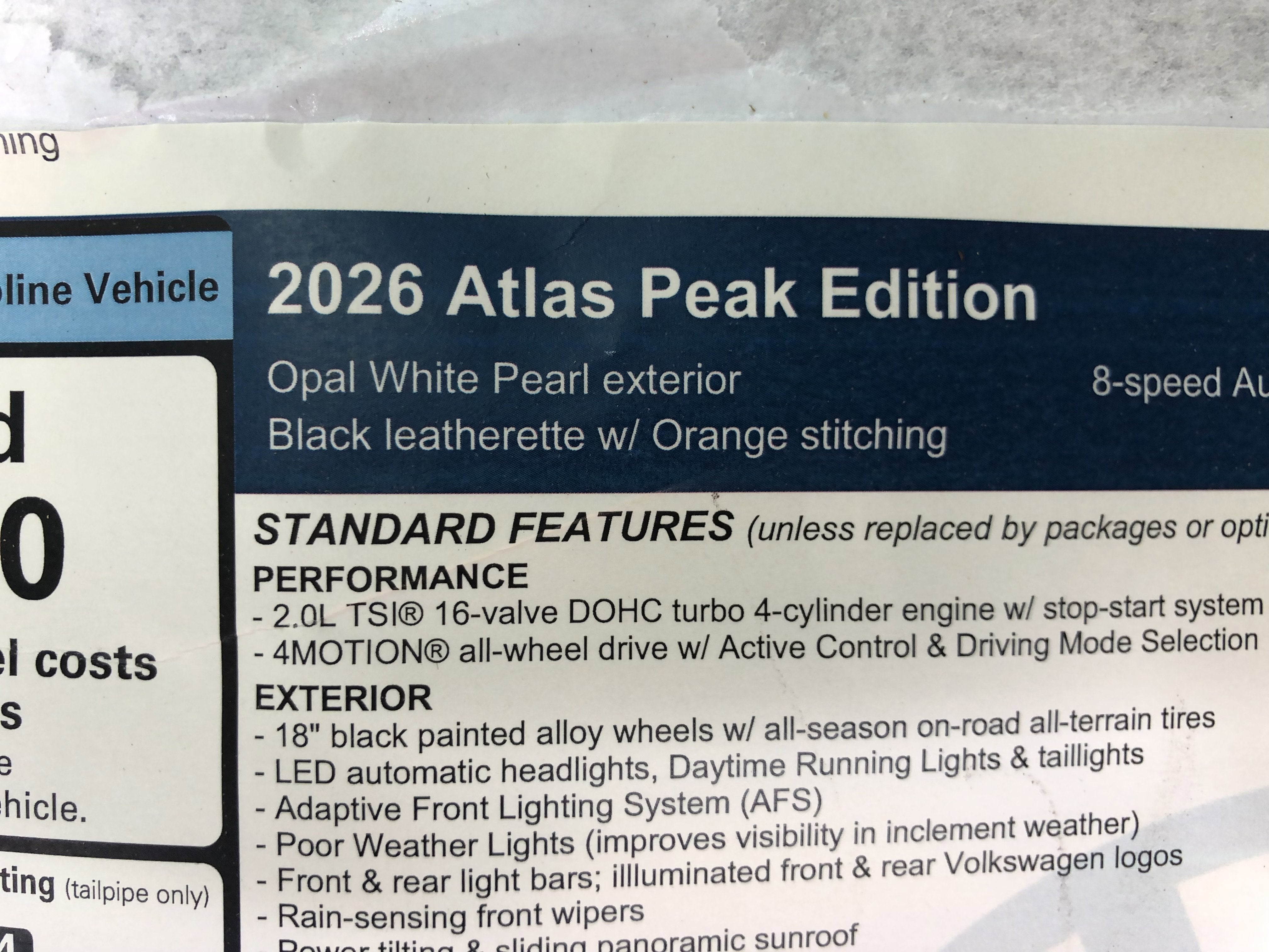 2026 Volkswagen Atlas 2.0T Peak Edition