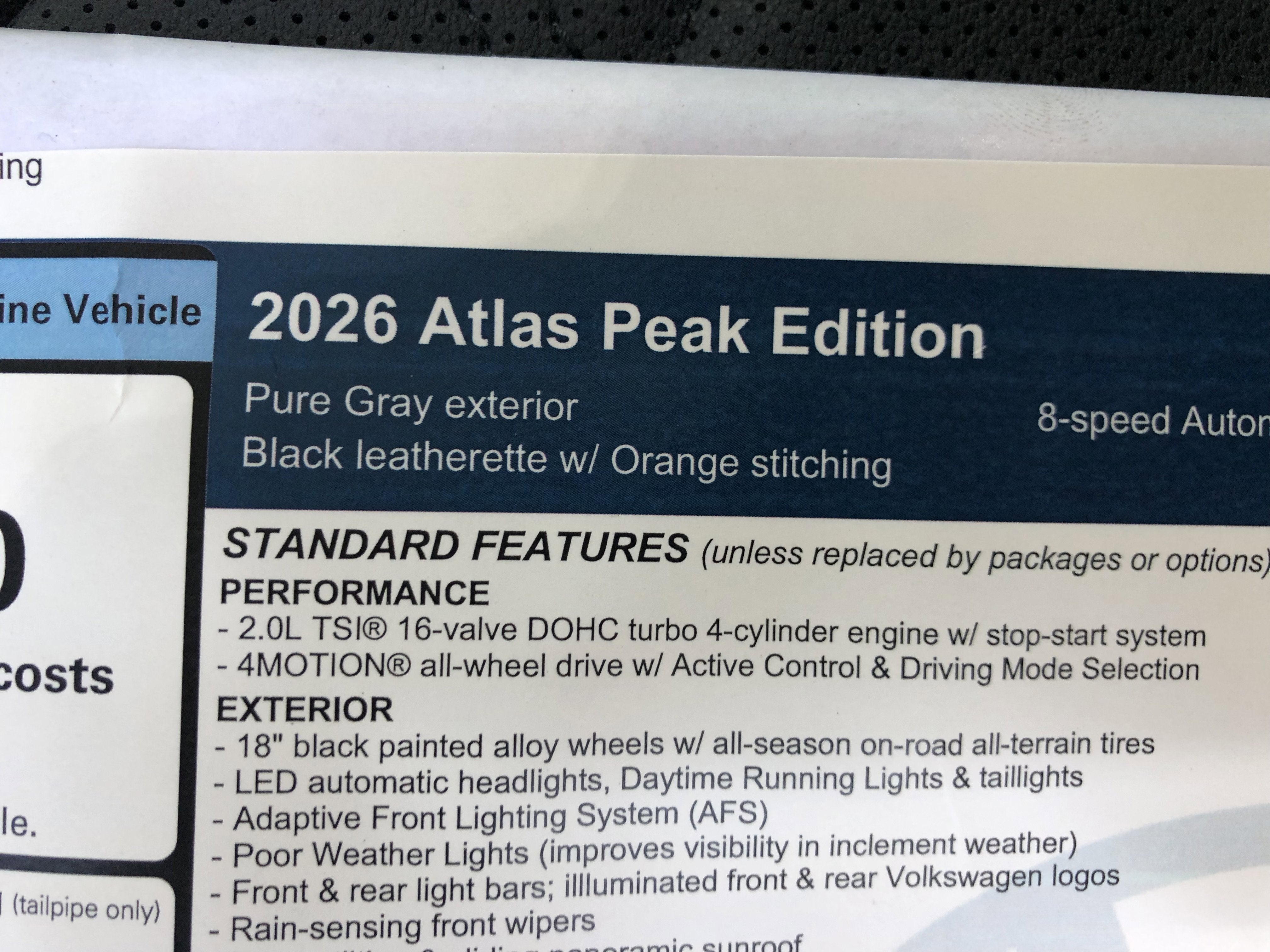 2026 Volkswagen Atlas 2.0T Peak Edition