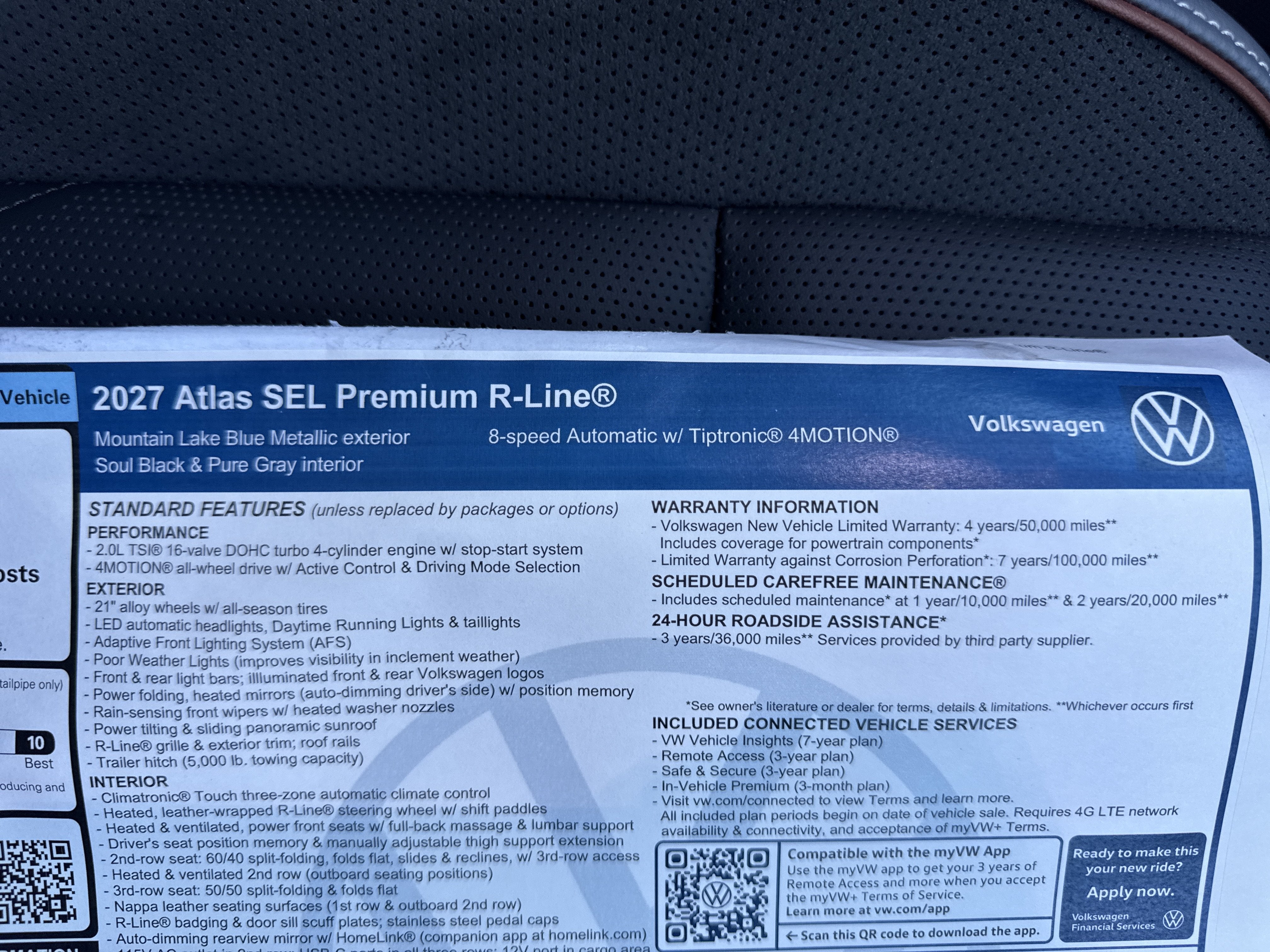 2027 Volkswagen Atlas SEL Premium R-Line w/captains chairs