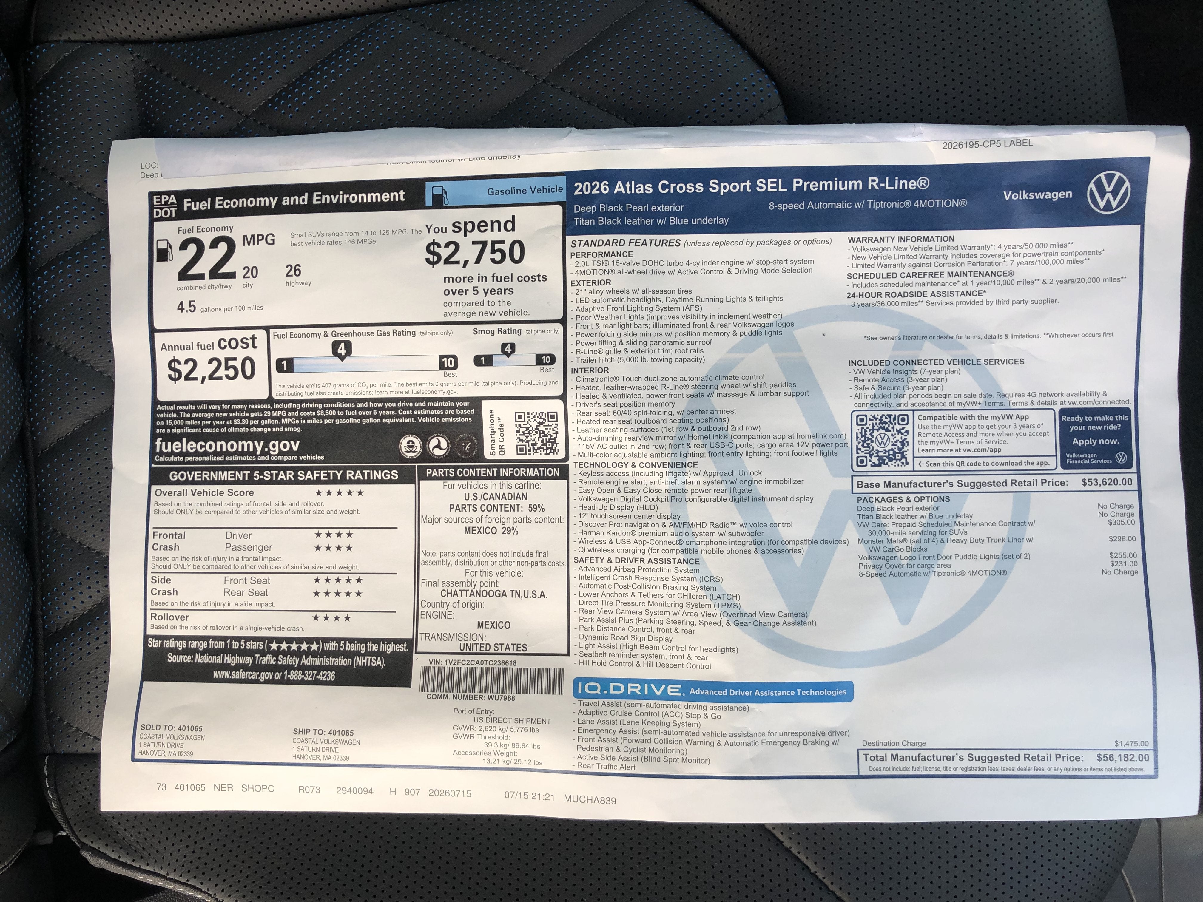2026 Volkswagen Atlas Cross Sport 2.0T SEL Premium R-Line