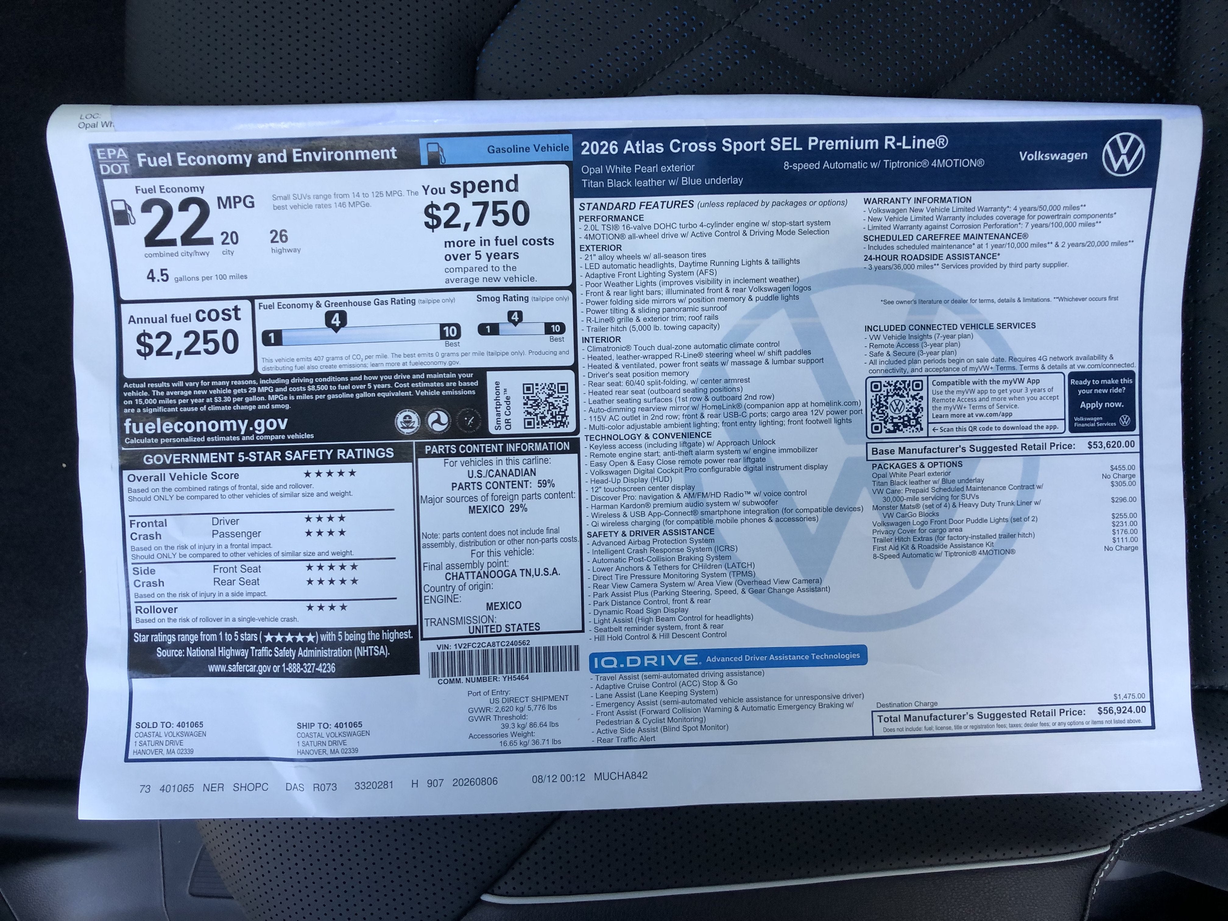 2026 Volkswagen Atlas Cross Sport 2.0T SEL Premium R-Line