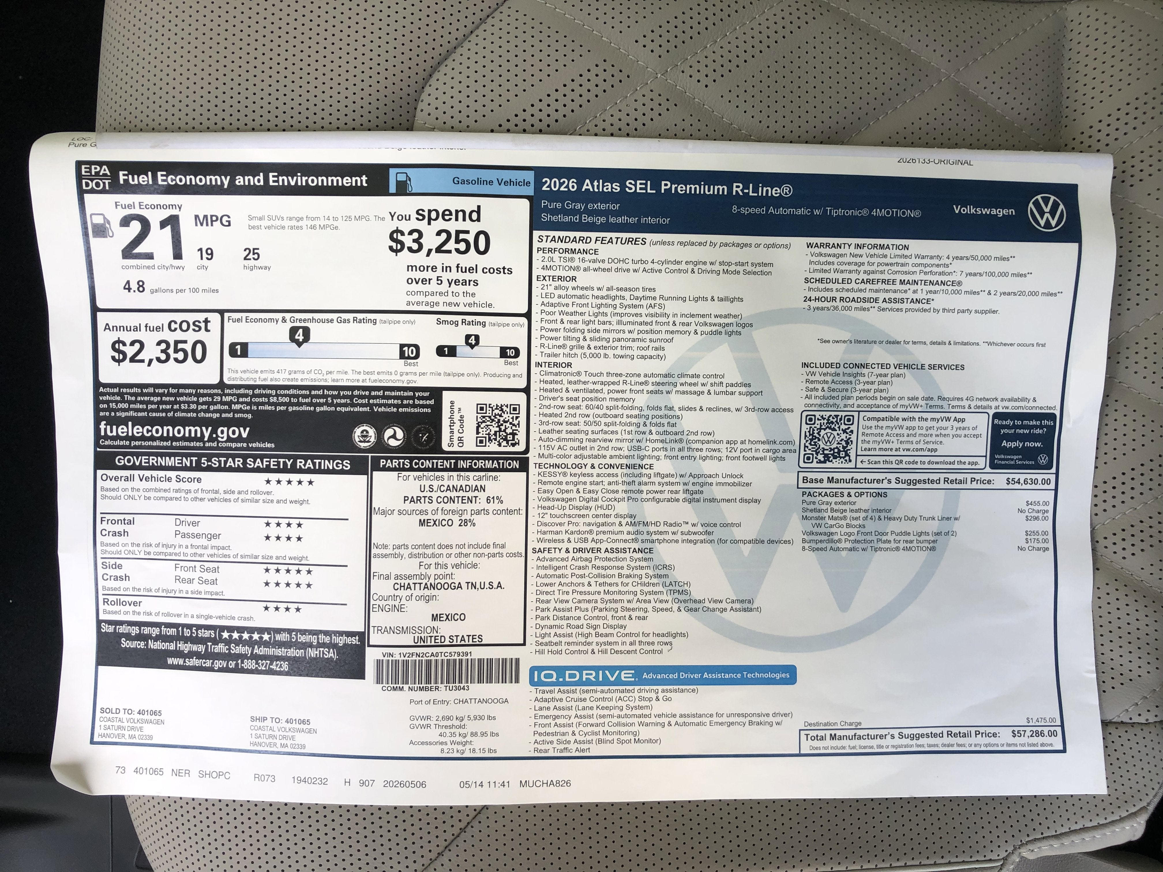 2026 Volkswagen Atlas 2.0T SEL Premium R-Line
