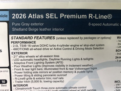 2026 Volkswagen Atlas 2.0T SEL Premium R-Line