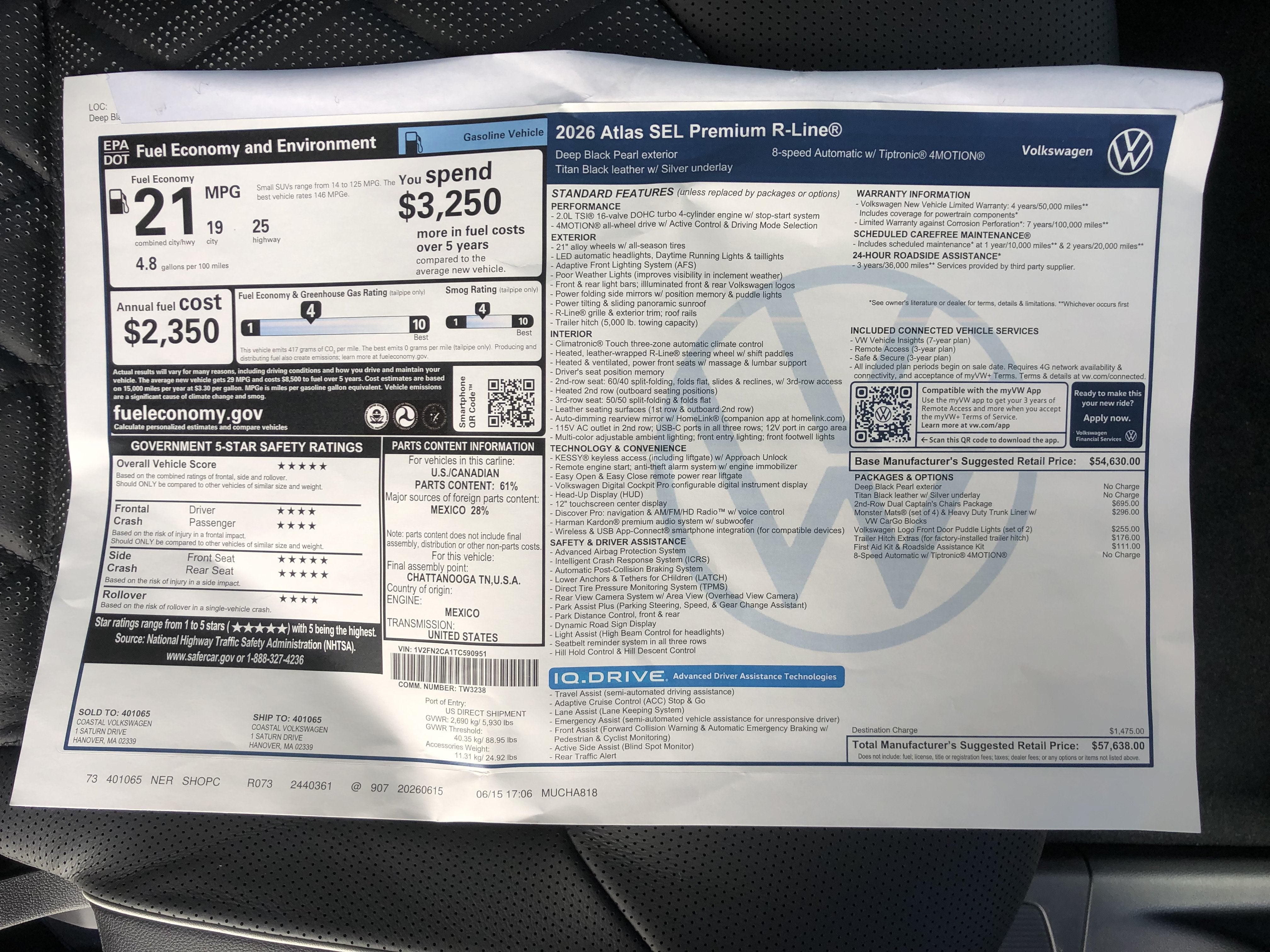 2026 Volkswagen Atlas 2.0T SEL Premium R-Line