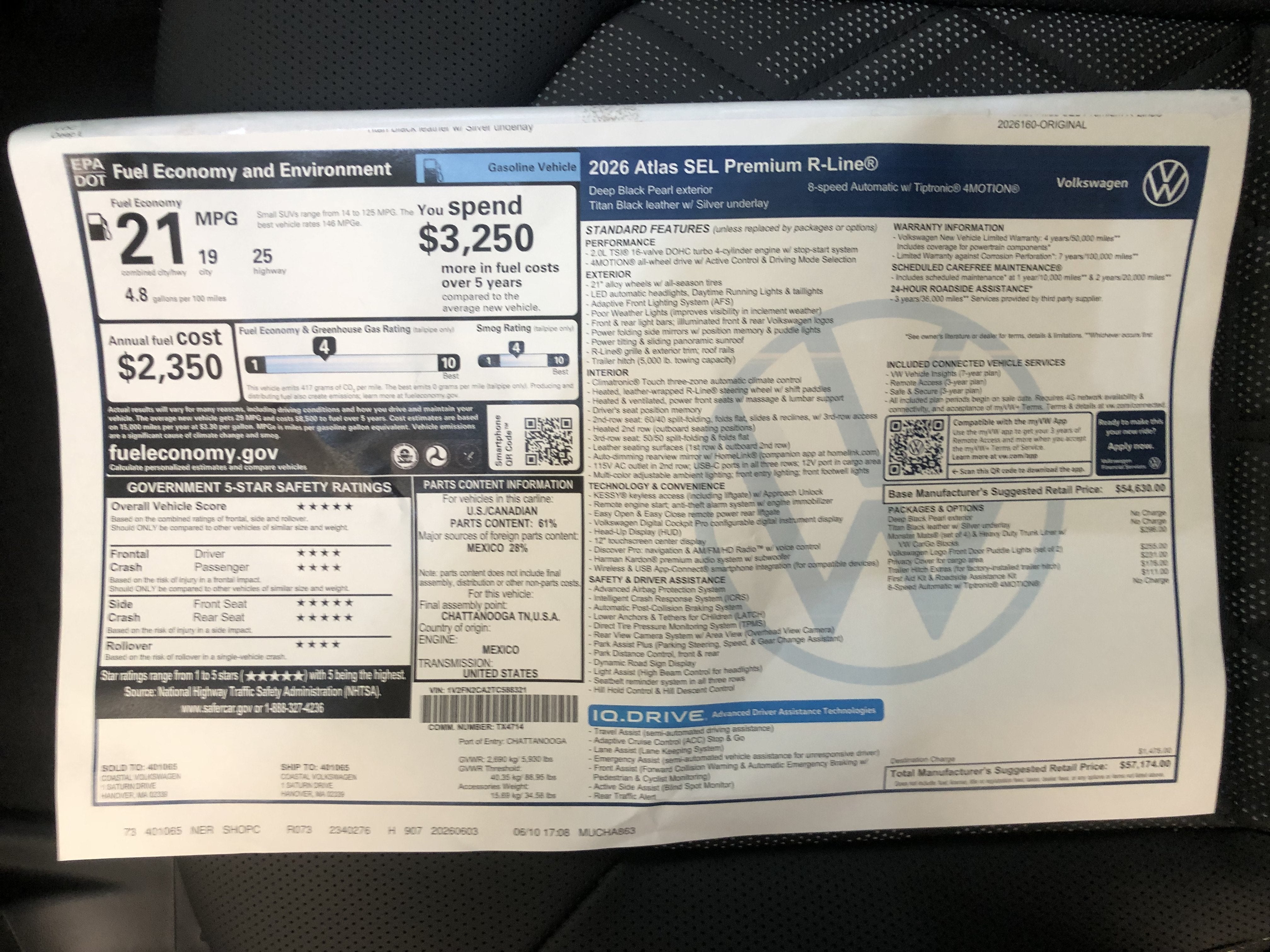 2026 Volkswagen Atlas 2.0T SEL Premium R-Line