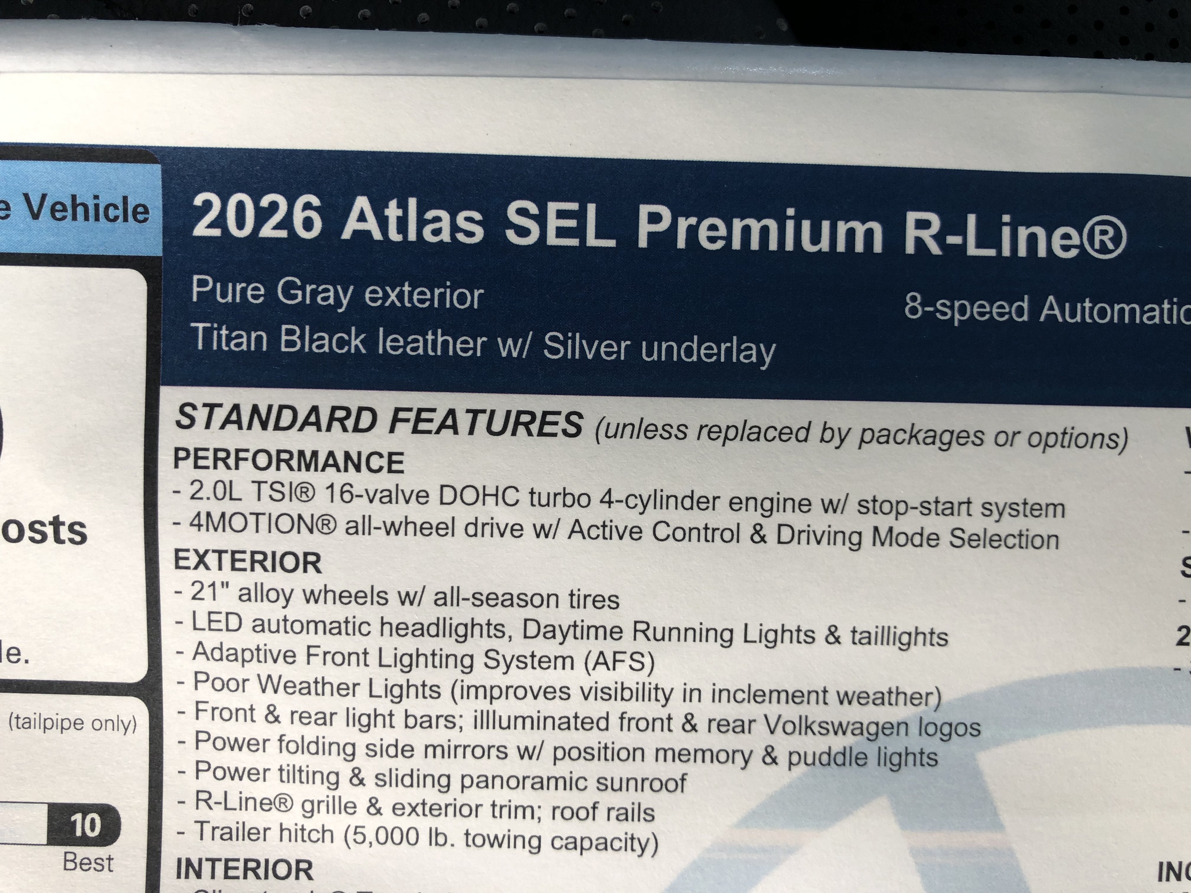 2026 Volkswagen Atlas 2.0T SEL Premium R-Line w/captains chairs
