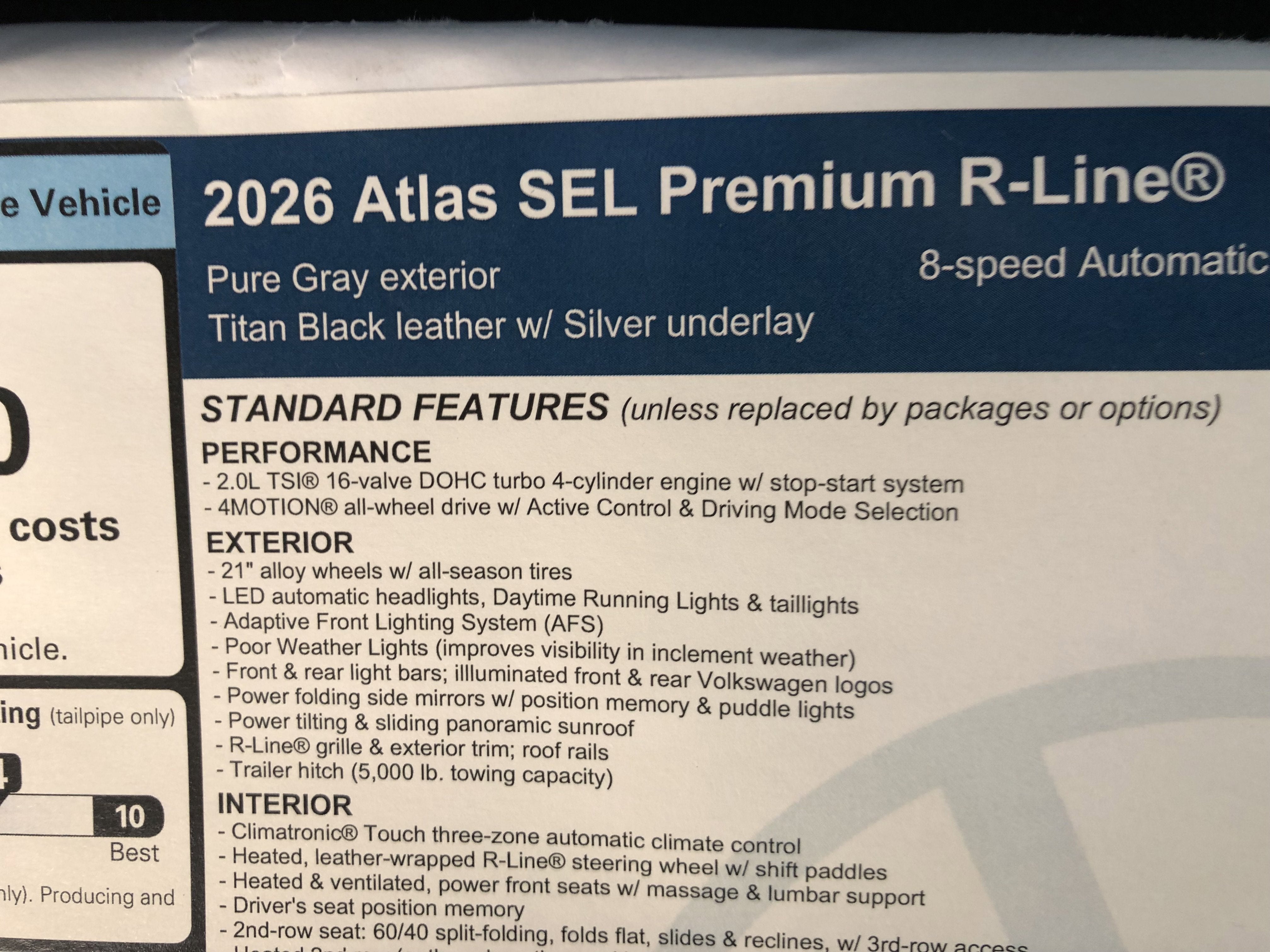 2026 Volkswagen Atlas 2.0T SEL Premium R-Line w/captains chairs