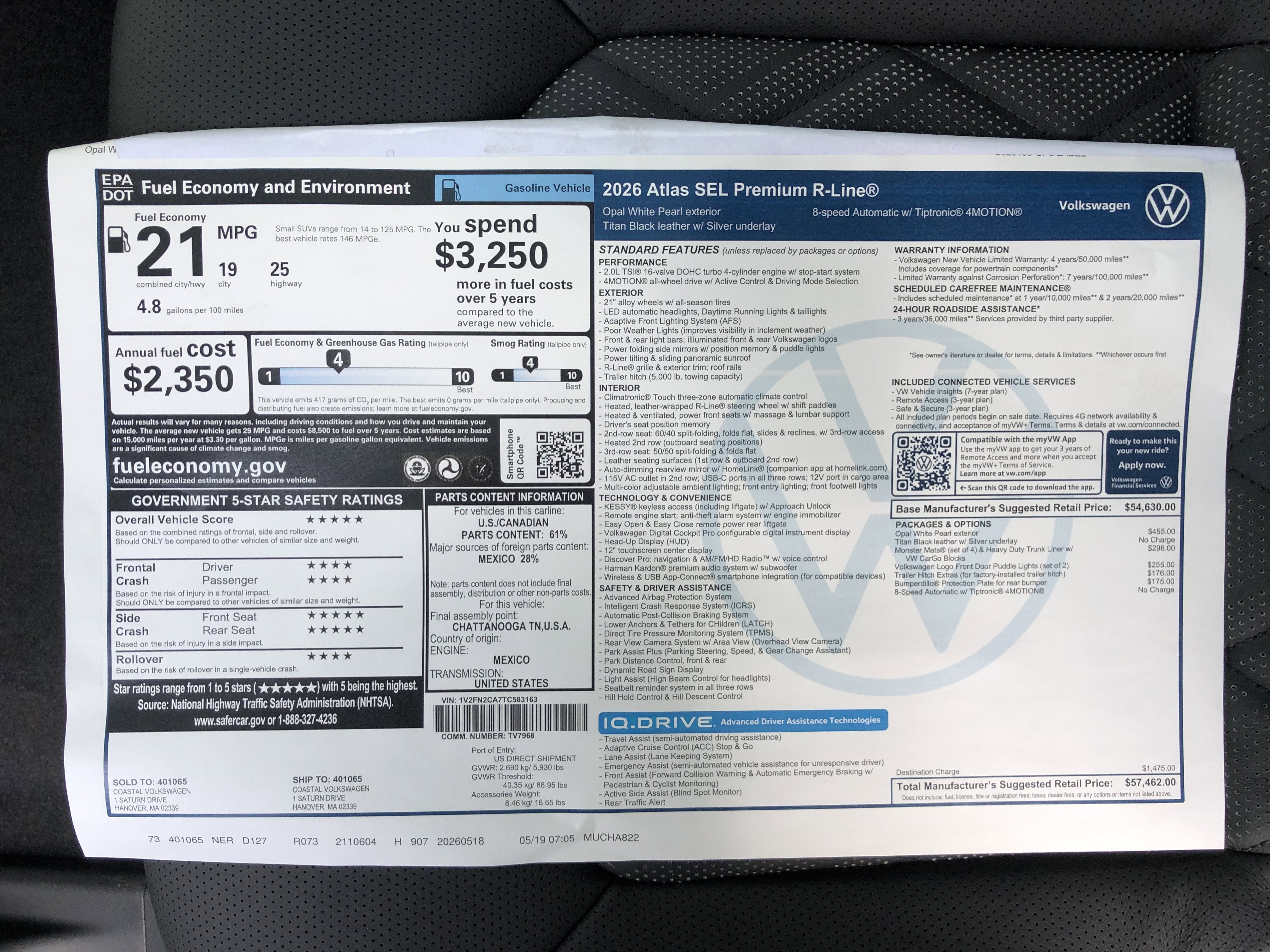2026 Volkswagen Atlas 2.0T SEL Premium R-Line