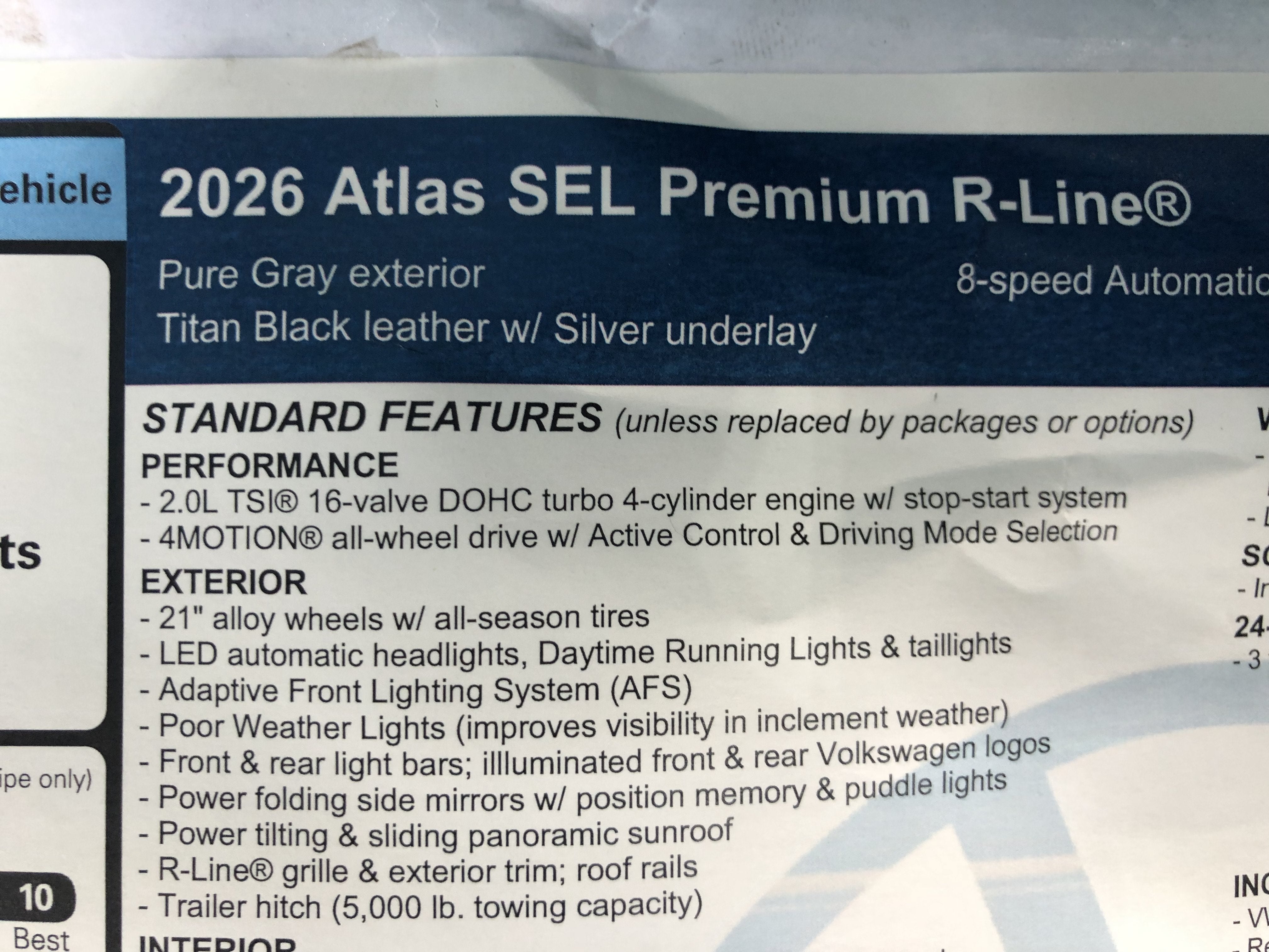 2026 Volkswagen Atlas 2.0T SEL Premium R-Line w/captains chairs
