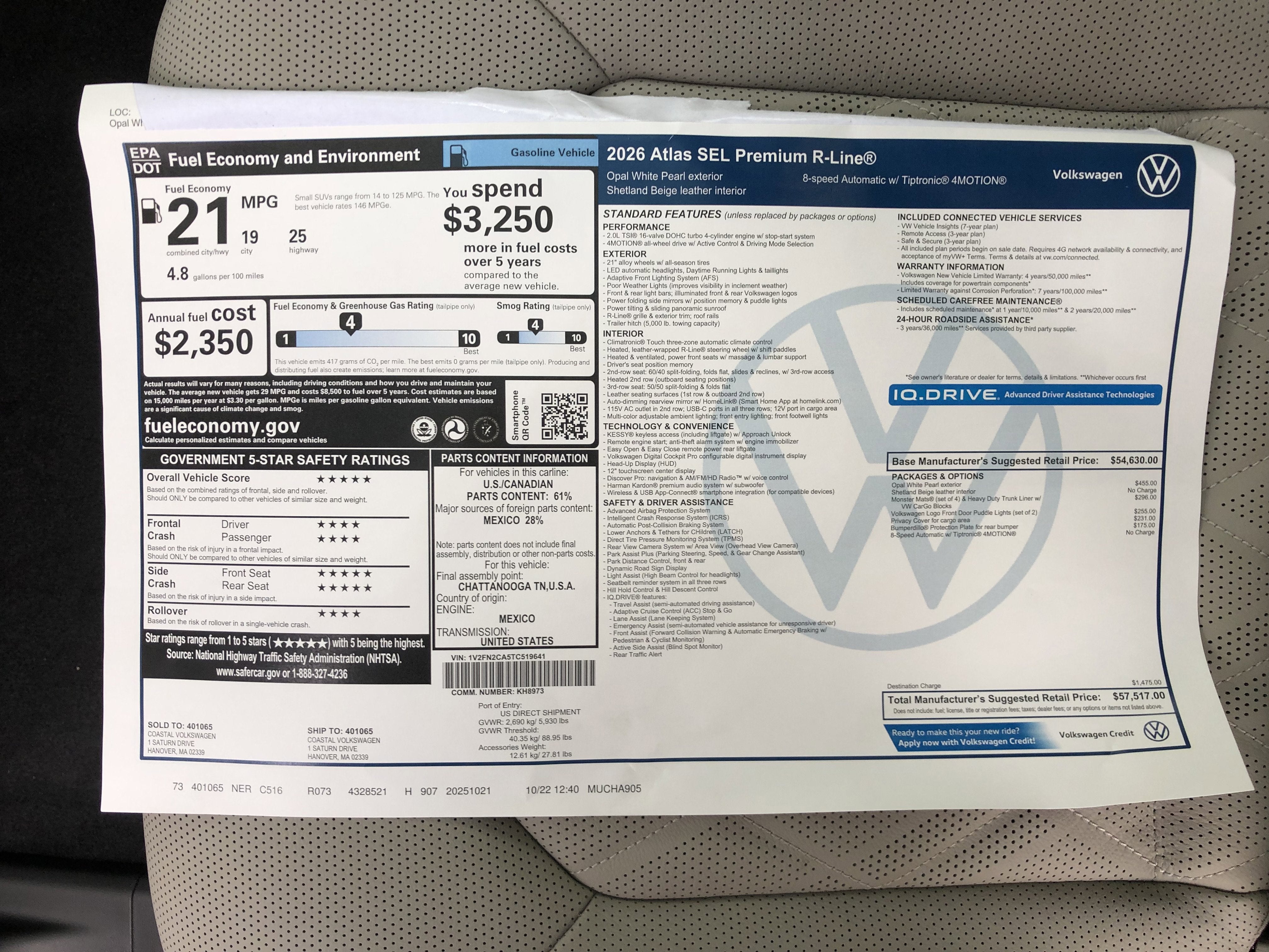 2026 Volkswagen Atlas 2.0T SEL Premium R-Line