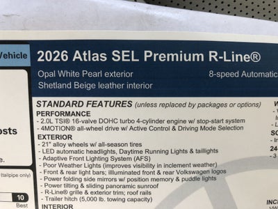 2026 Volkswagen Atlas 2.0T SEL Premium R-Line