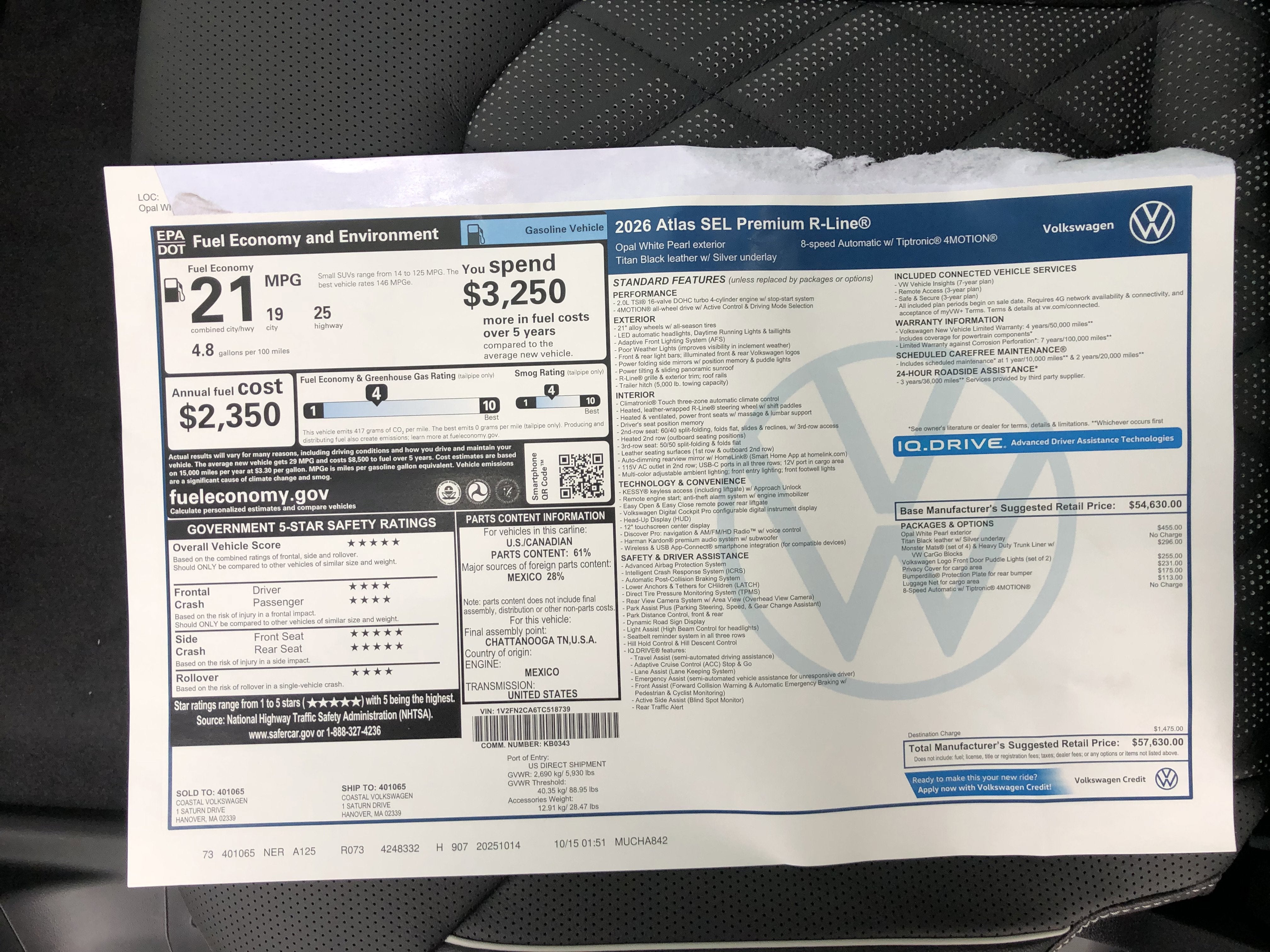 2026 Volkswagen Atlas 2.0T SEL Premium R-Line