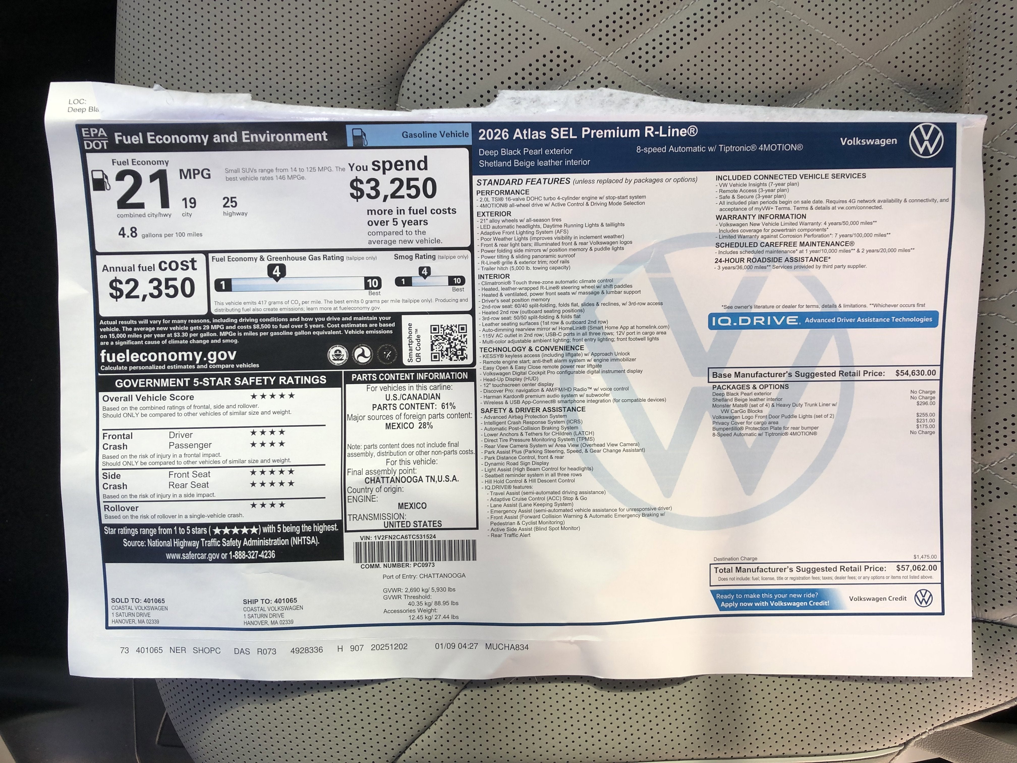 2026 Volkswagen Atlas 2.0T SEL Premium R-Line