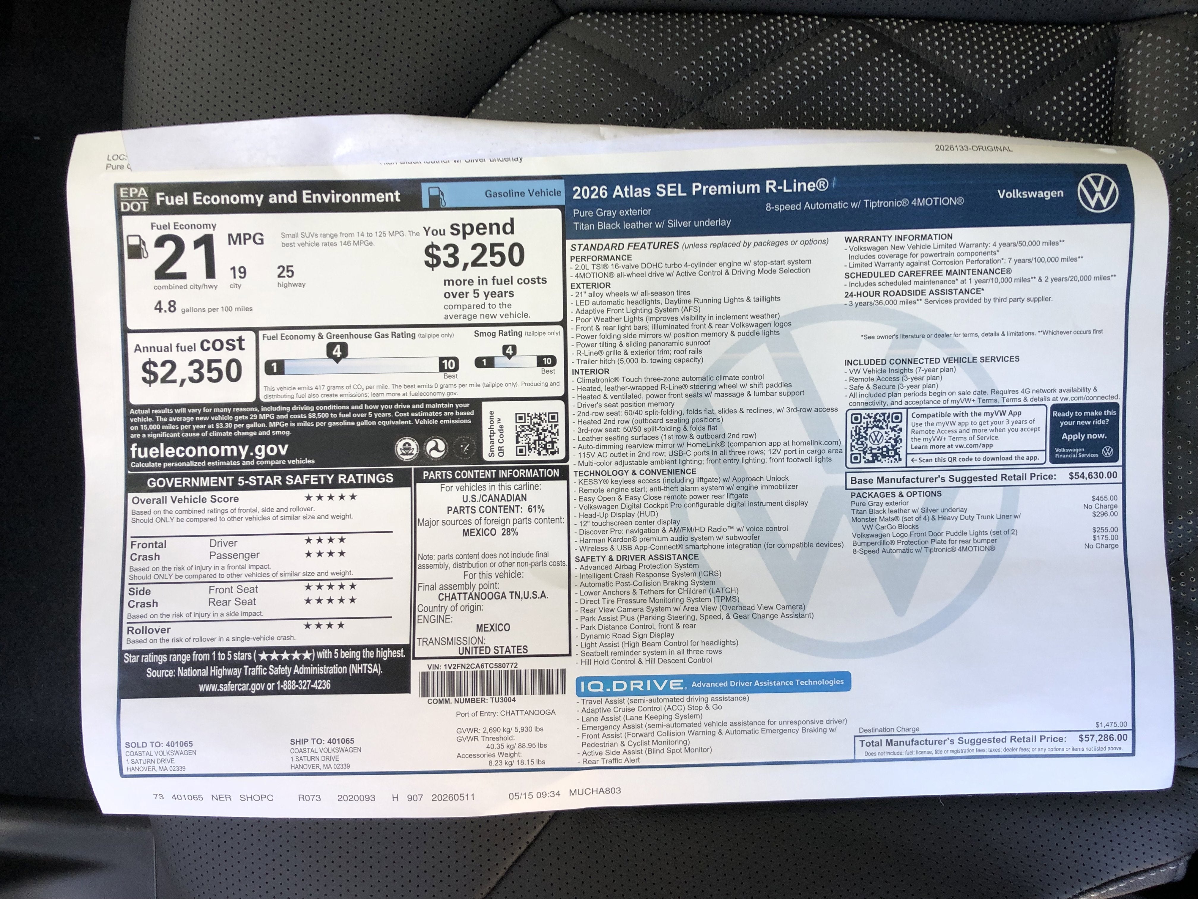 2026 Volkswagen Atlas 2.0T SEL Premium R-Line