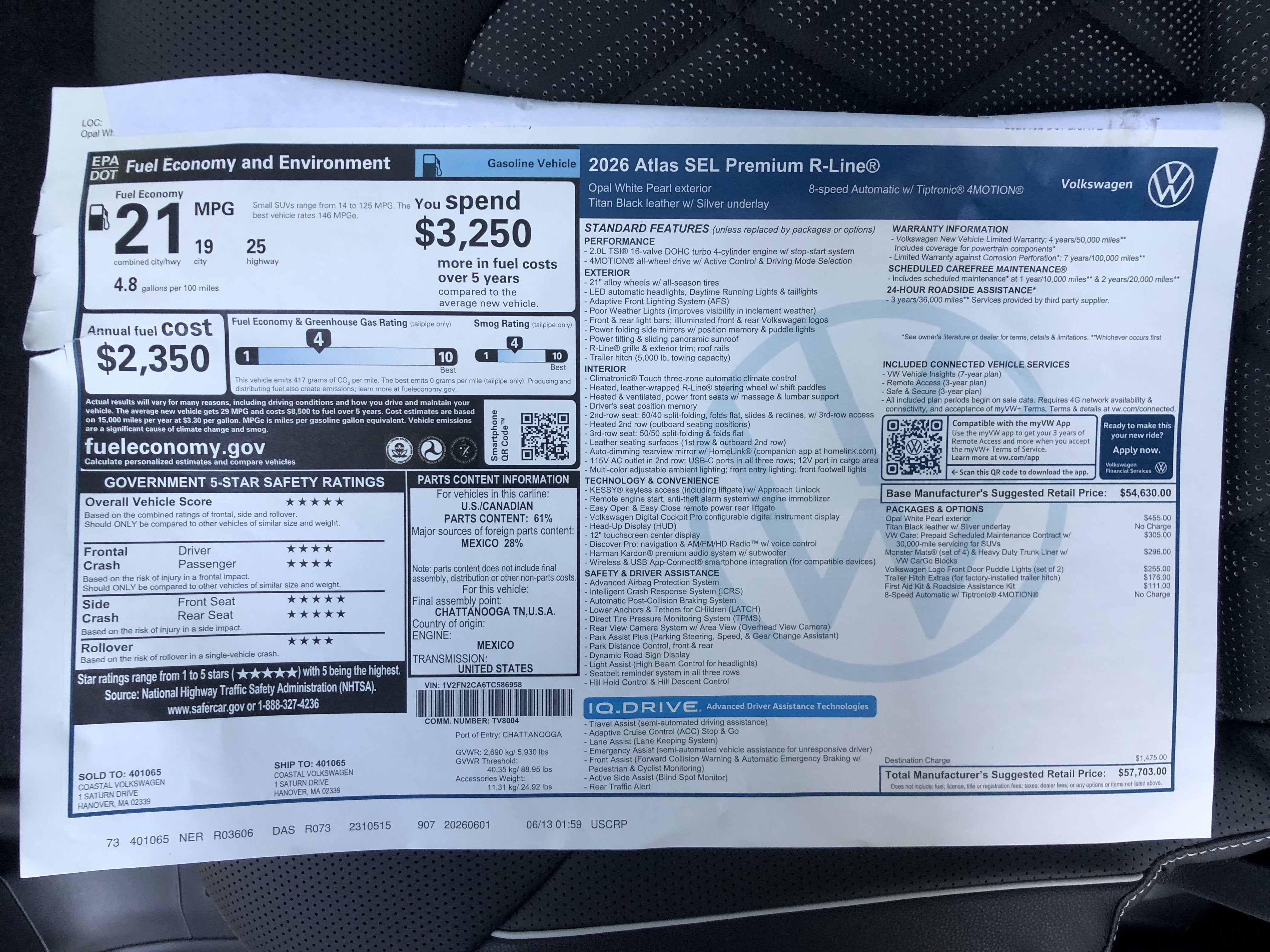 2026 Volkswagen Atlas 2.0T SEL Premium R-Line
