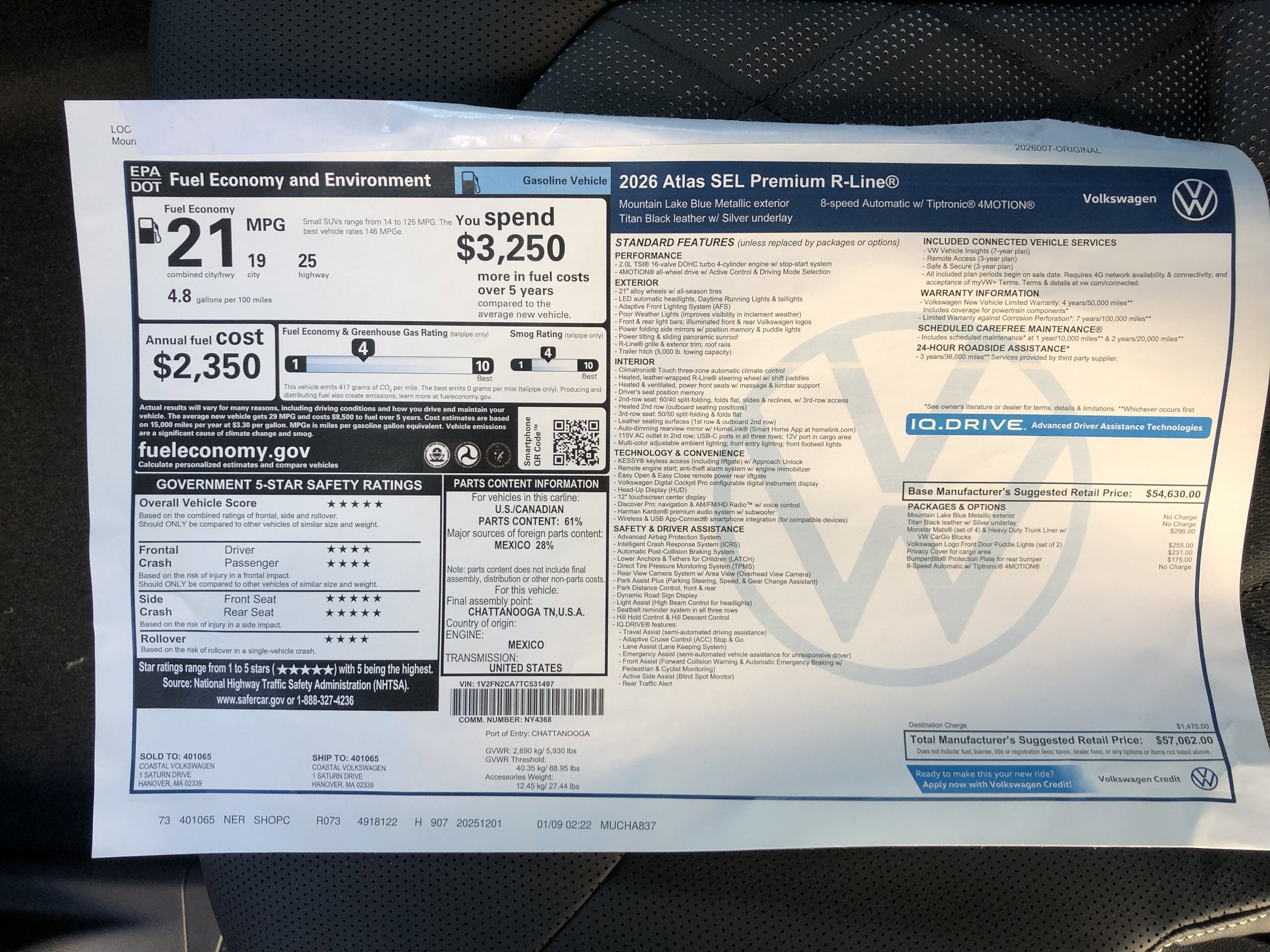 2026 Volkswagen Atlas 2.0T SEL Premium R-Line