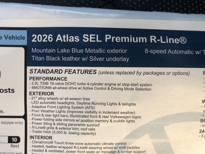 2026 Volkswagen Atlas 2.0T SEL Premium R-Line