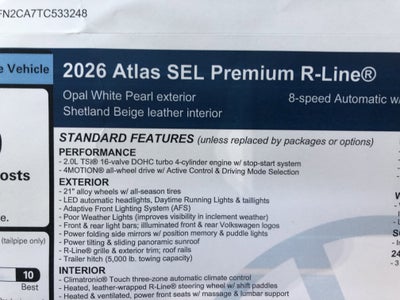 2026 Volkswagen Atlas 2.0T SEL Premium R-Line