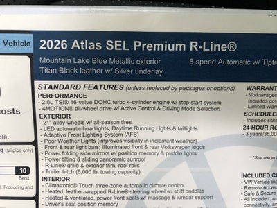2026 Volkswagen Atlas 2.0T SEL Premium R-Line