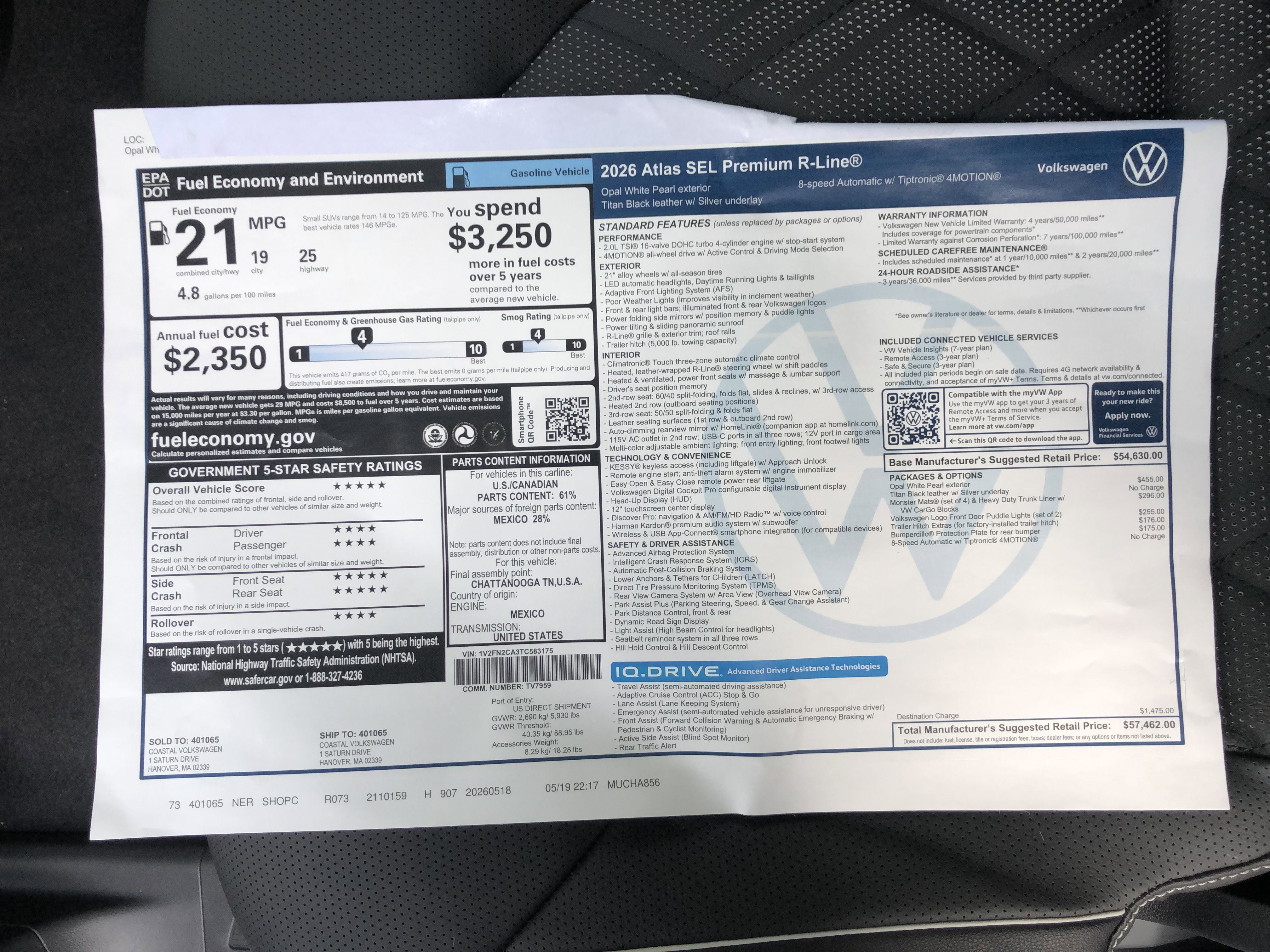 2026 Volkswagen Atlas 2.0T SEL Premium R-Line