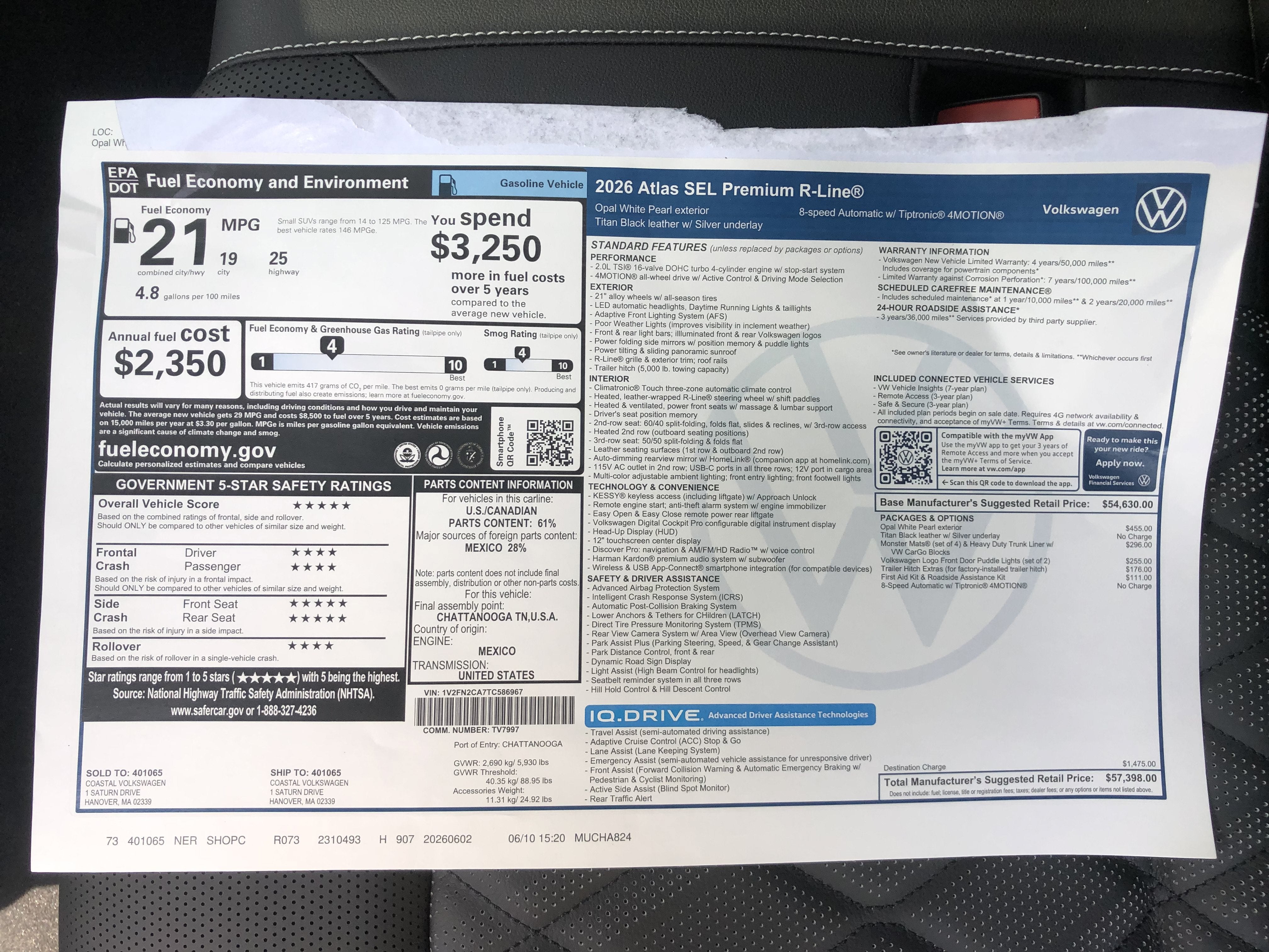 2026 Volkswagen Atlas 2.0T SEL Premium R-Line