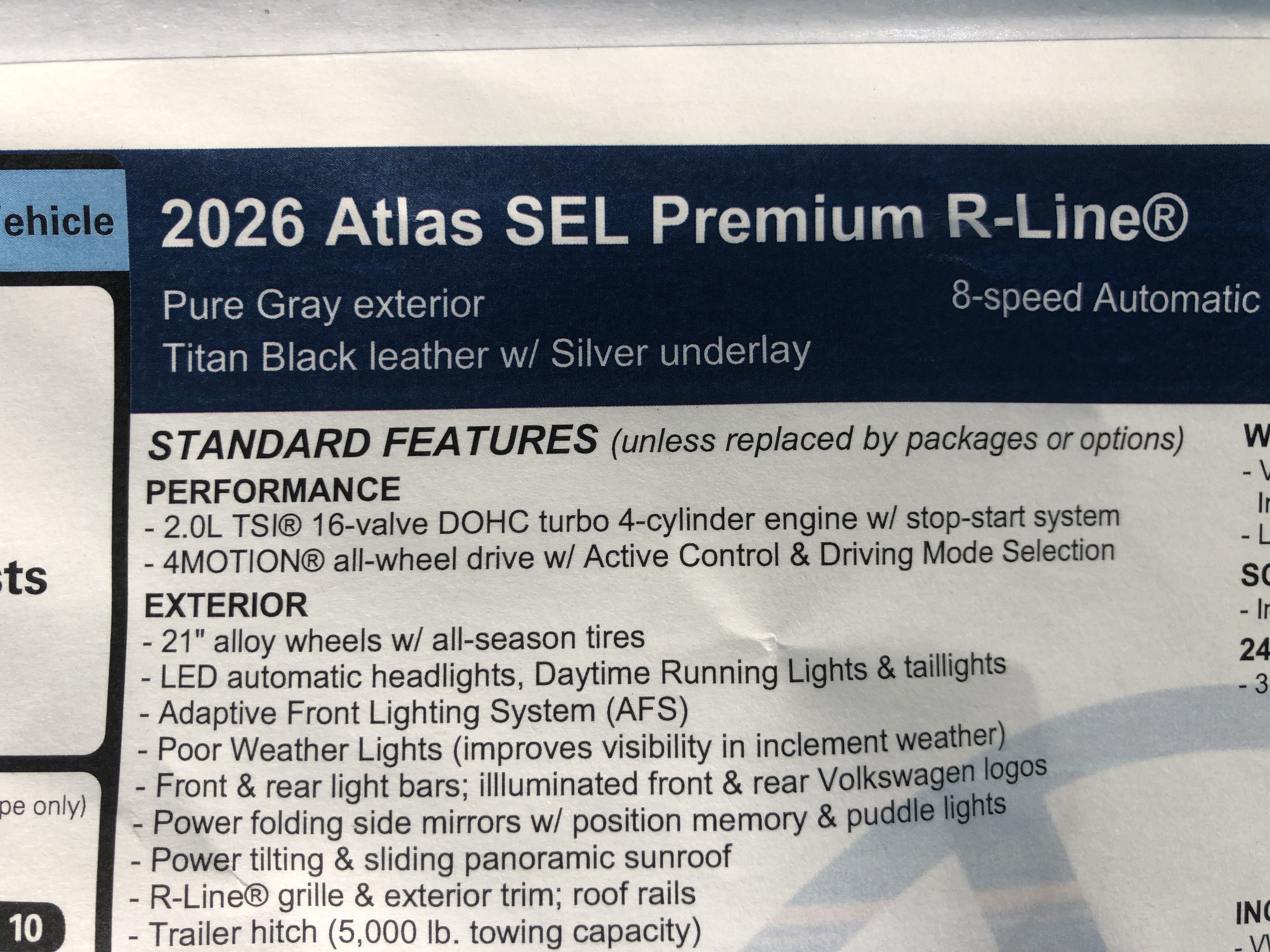 2026 Volkswagen Atlas 2.0T SEL Premium R-Line w/captains chairs