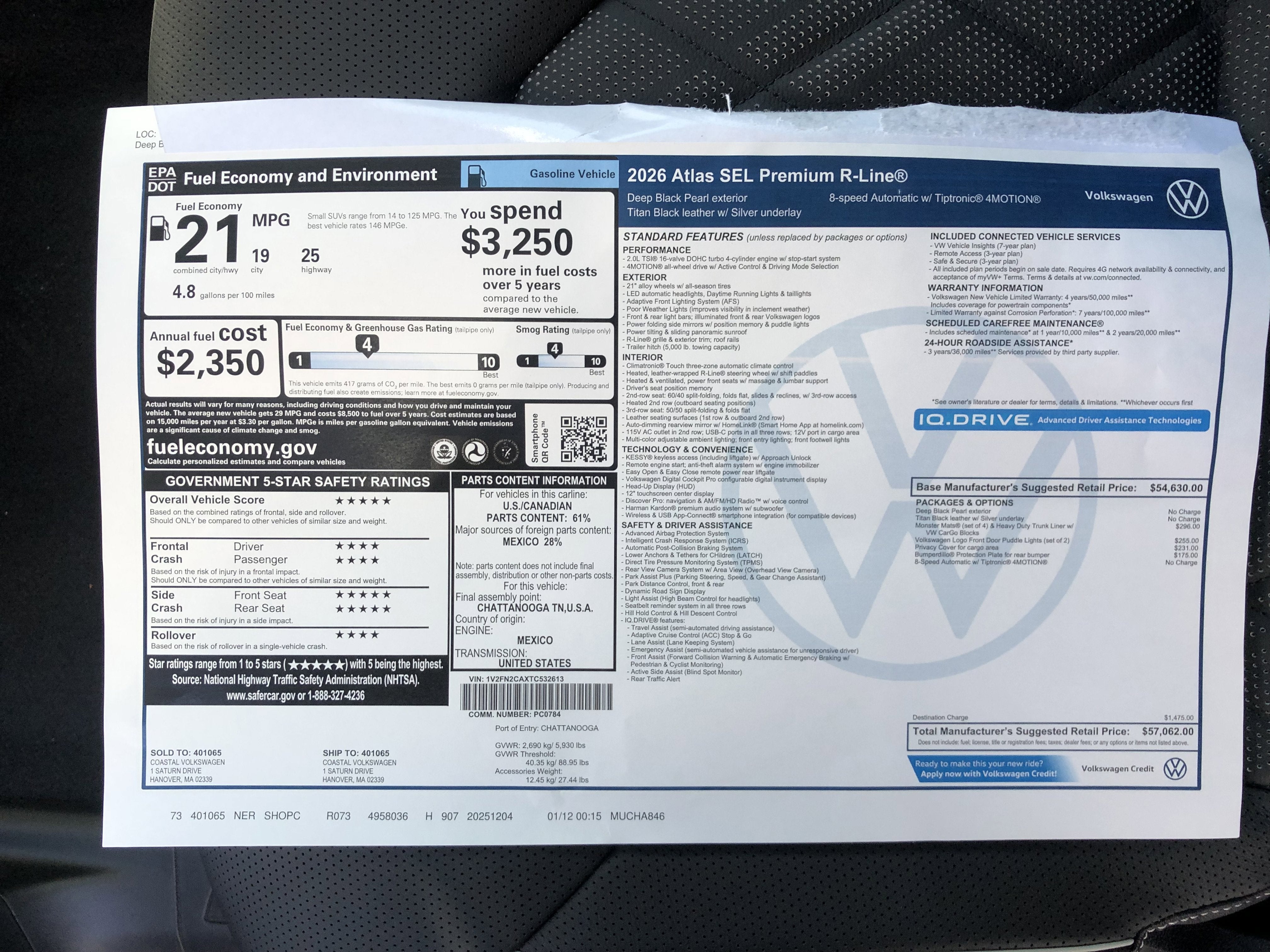 2026 Volkswagen Atlas 2.0T SEL Premium R-Line