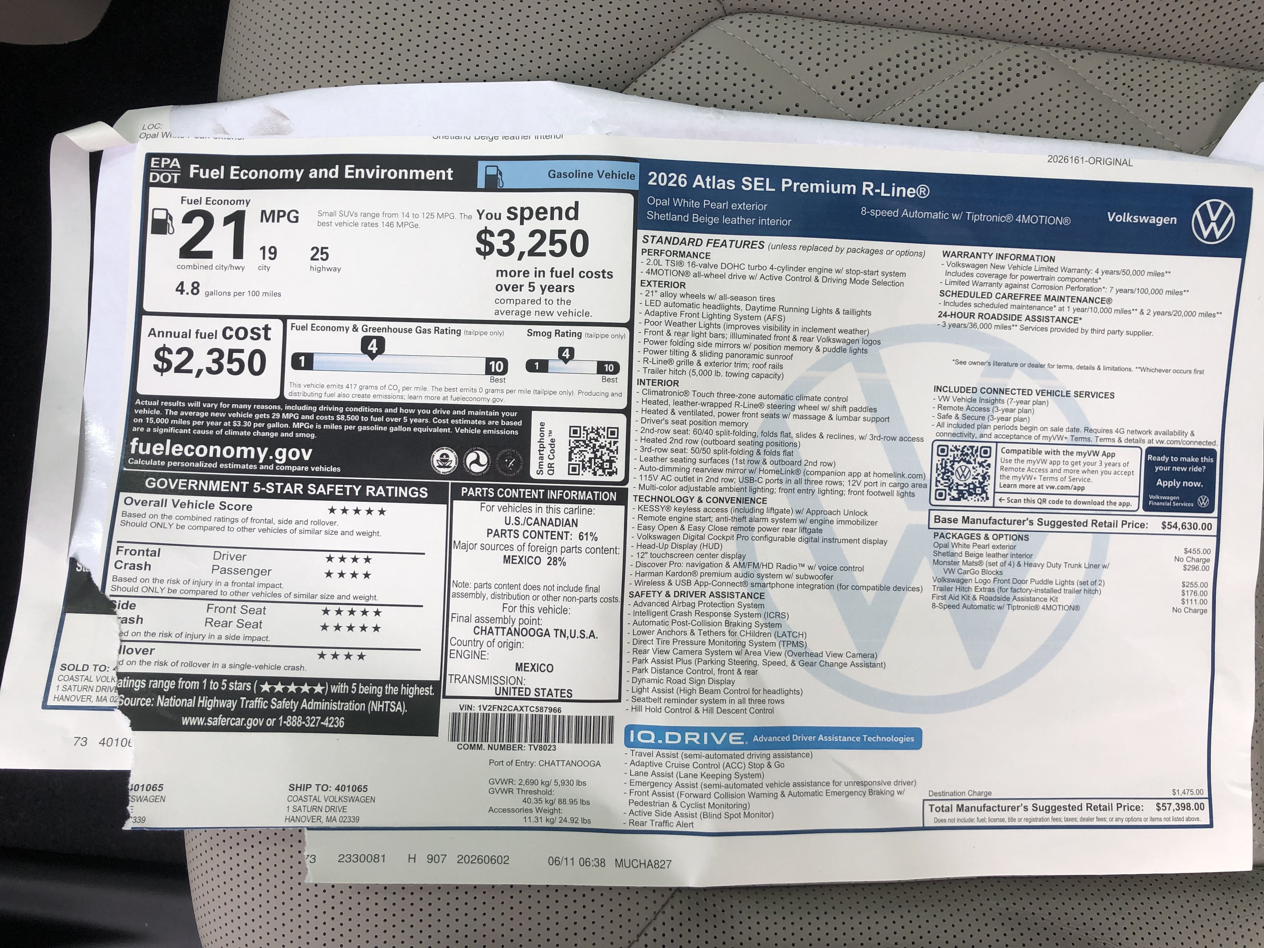 2026 Volkswagen Atlas 2.0T SEL Premium R-Line
