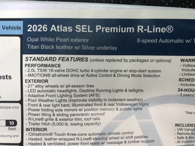 2026 Volkswagen Atlas 2.0T SEL Premium R-Line