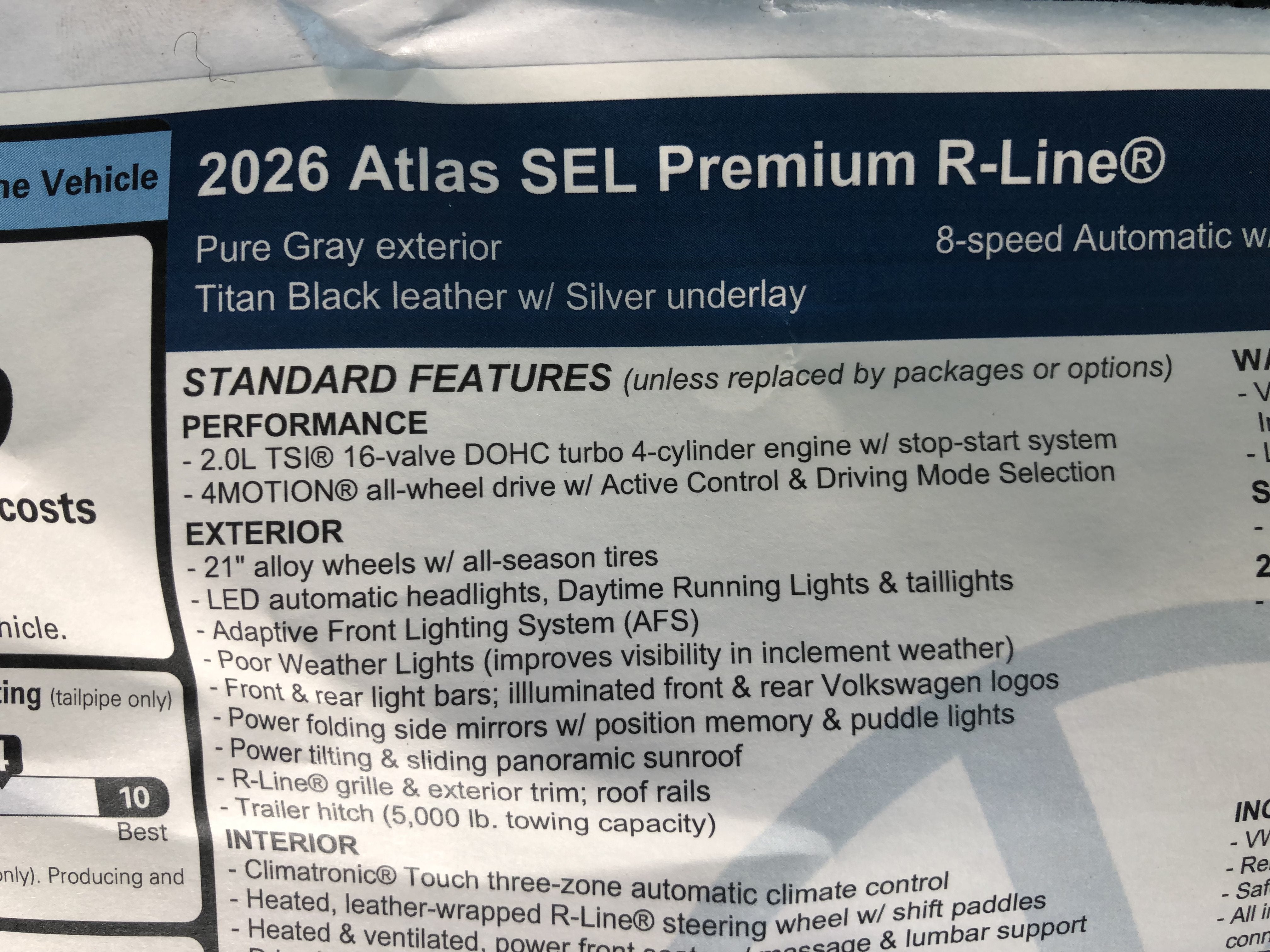 2026 Volkswagen Atlas 2.0T SEL Premium R-Line w/captains chairs