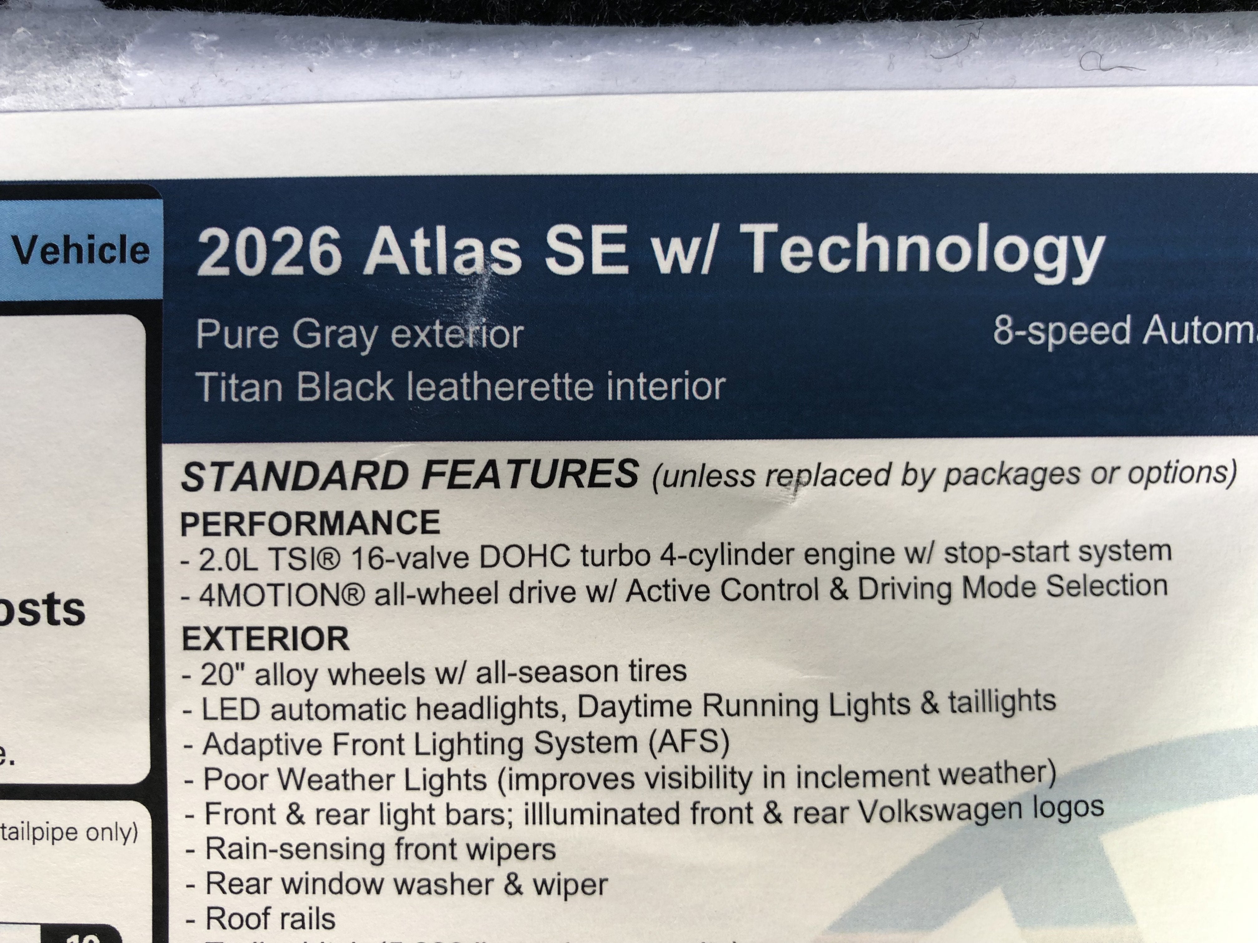 2026 Volkswagen Atlas 2.0T SE w/Technology w/black wheel package