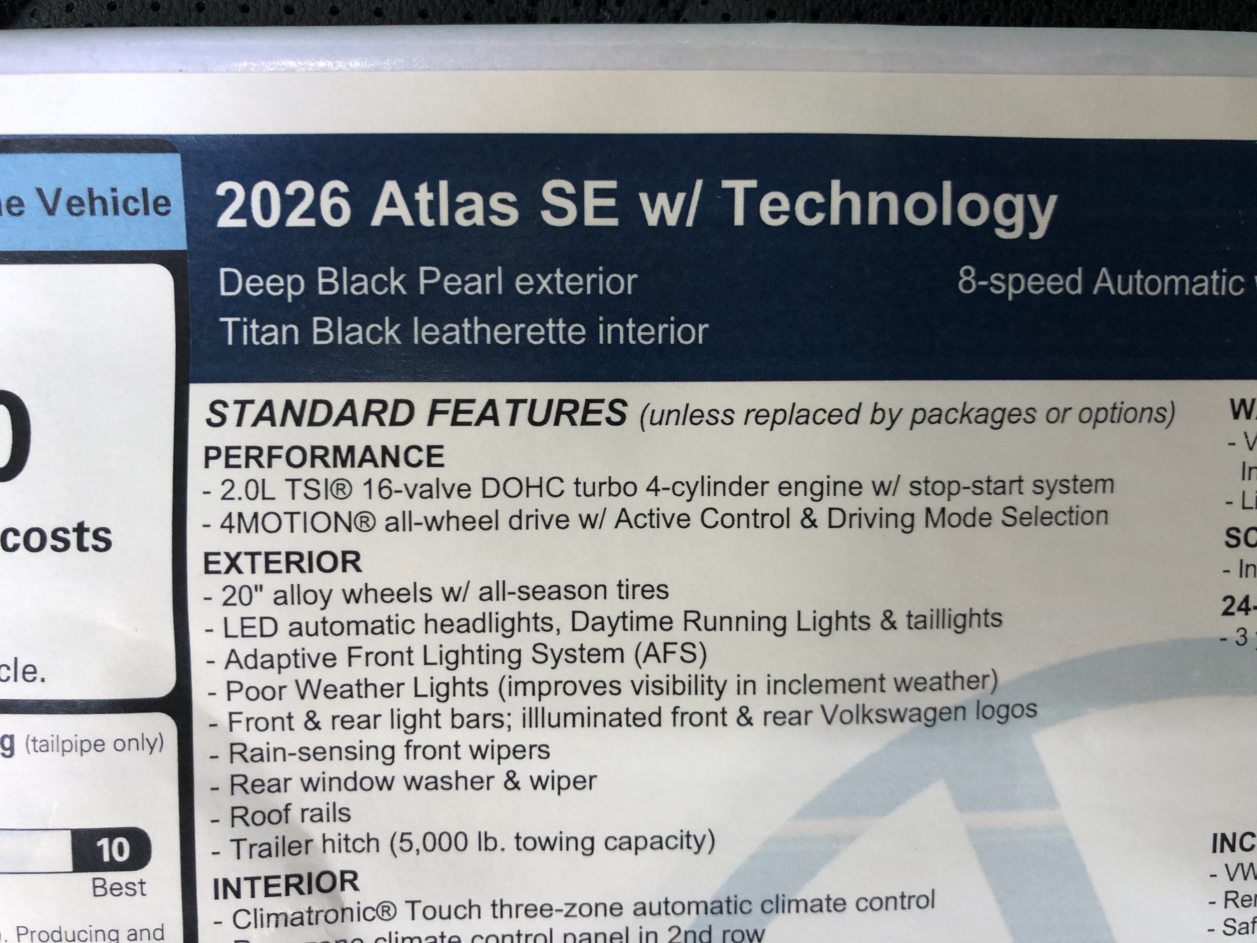 2026 Volkswagen Atlas 2.0T SE w/Technology w/black wheel package
