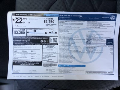 2026 Volkswagen Atlas 2.0T SE w/Technology w/black wheel package