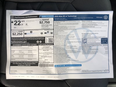 2026 Volkswagen Atlas 2.0T SE w/Technology w/black wheel package