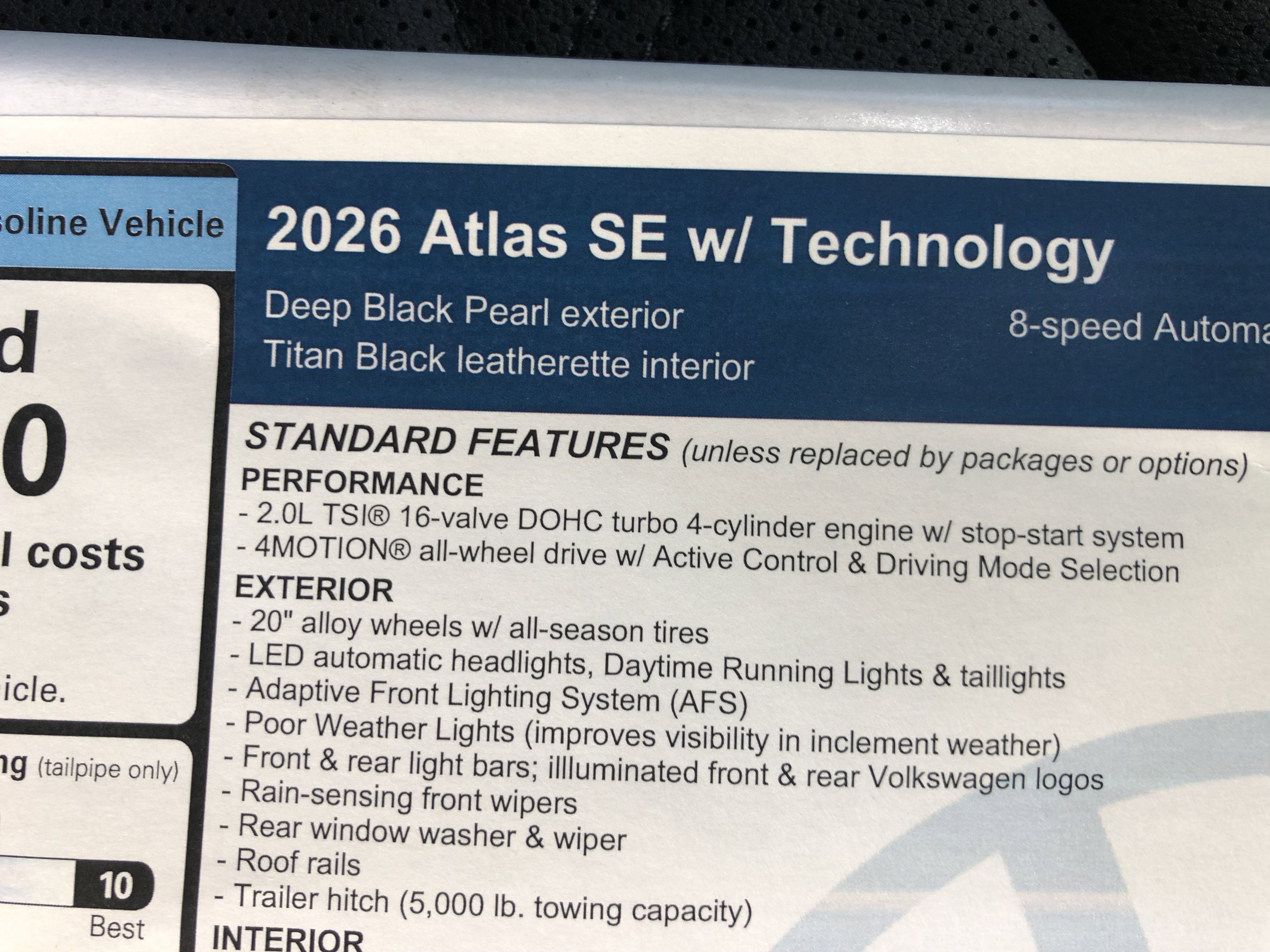 2026 Volkswagen Atlas 2.0T SE w/Technology w/black wheel package