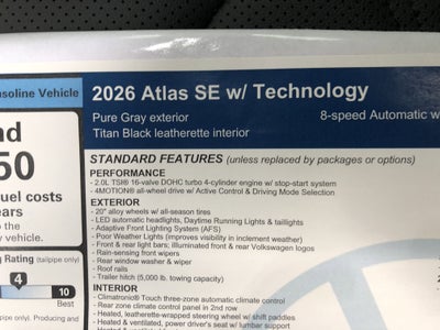 2026 Volkswagen Atlas 2.0T SE w/Technology w/captains chairs