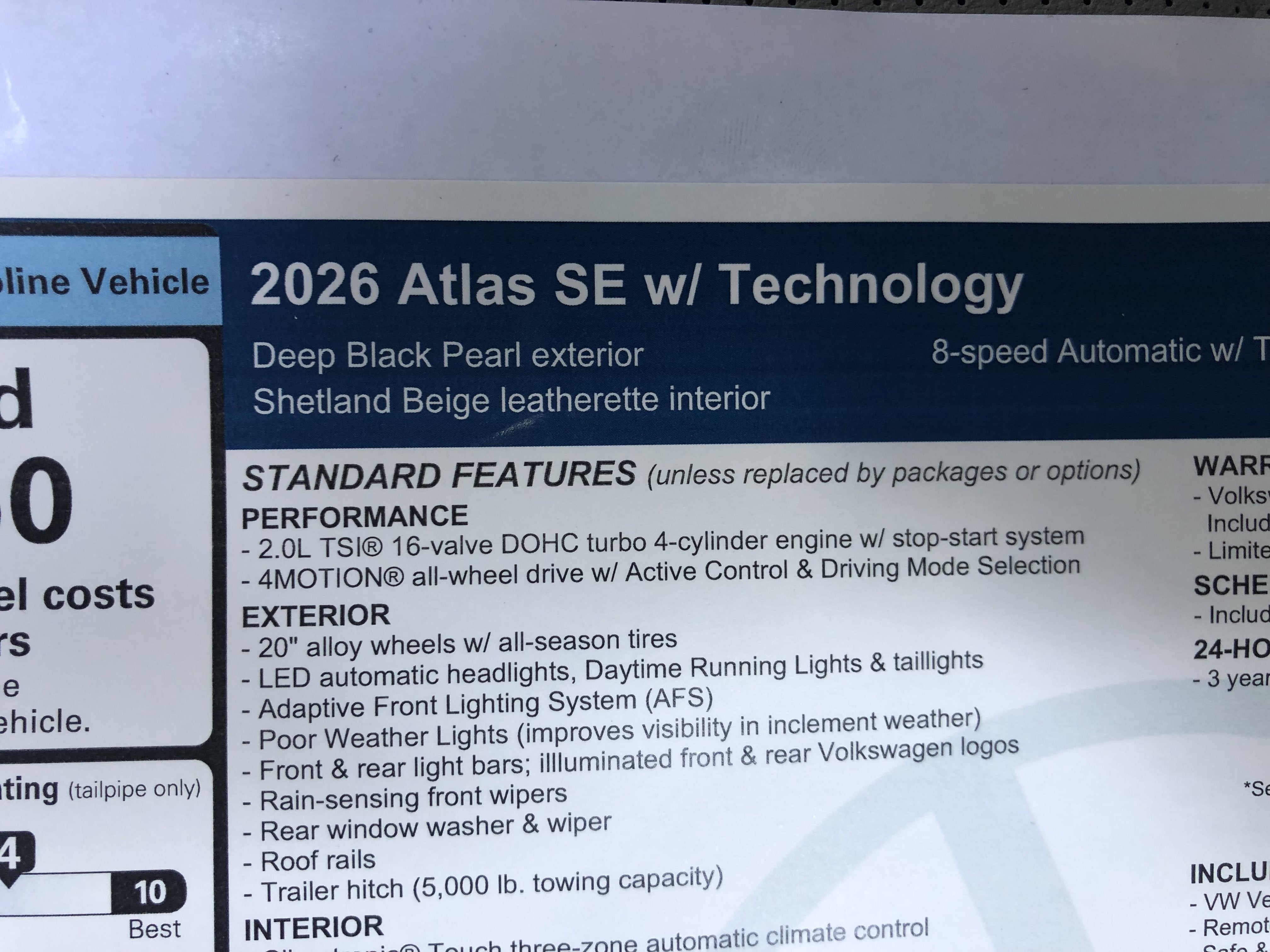 2026 Volkswagen Atlas 2.0T SE w/Technology w/black wheel package