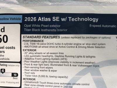 2026 Volkswagen Atlas 2.0T SE w/Technology w/black wheel package