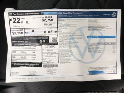 2026 Volkswagen Atlas 2.0T SE w/Technology w/captains chairs and black wheel package